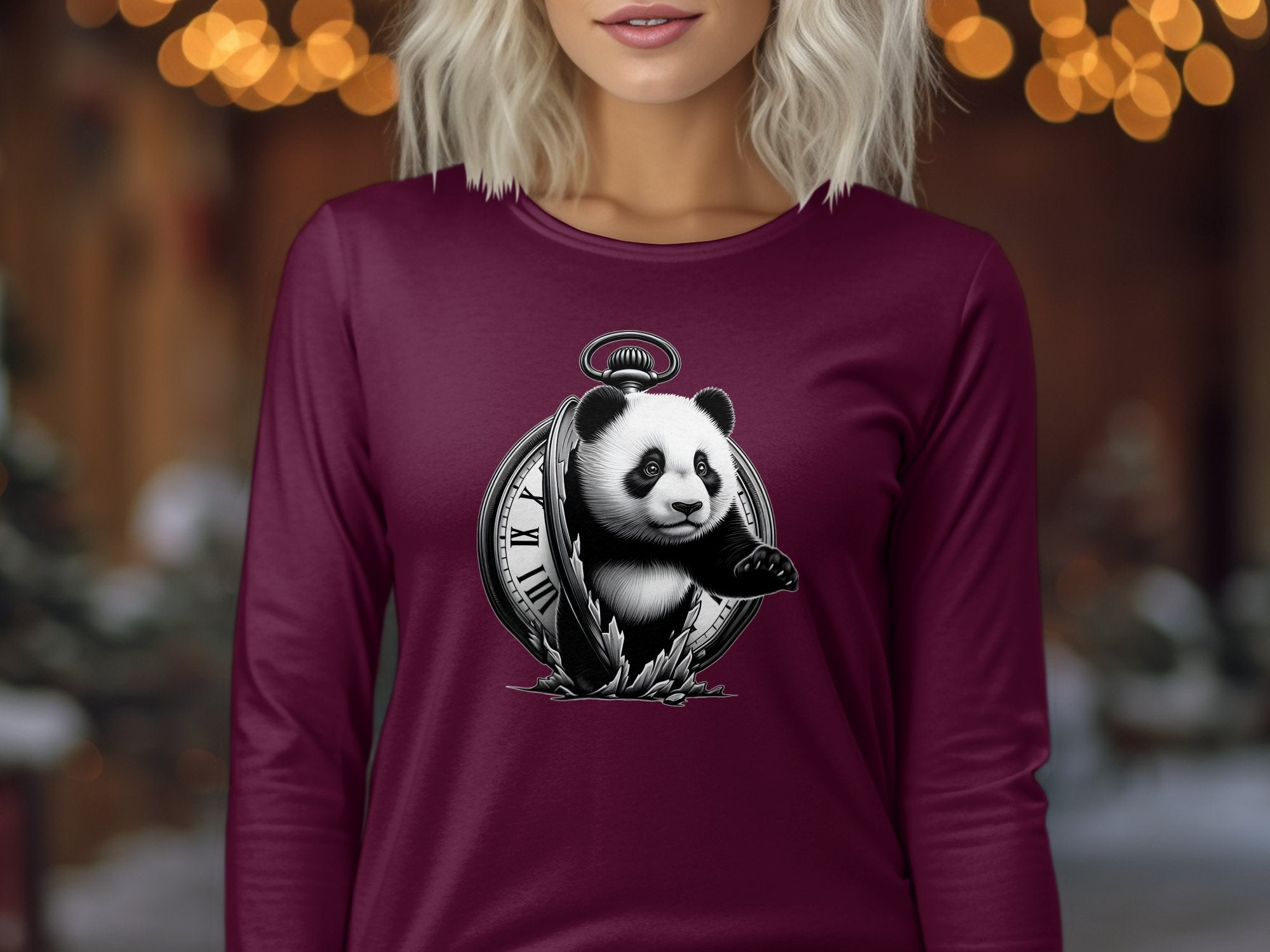 Panda - Coloured Gildan Long Sleeve Realistic Animal Talisman Unisex Cute Tee Graphic Design