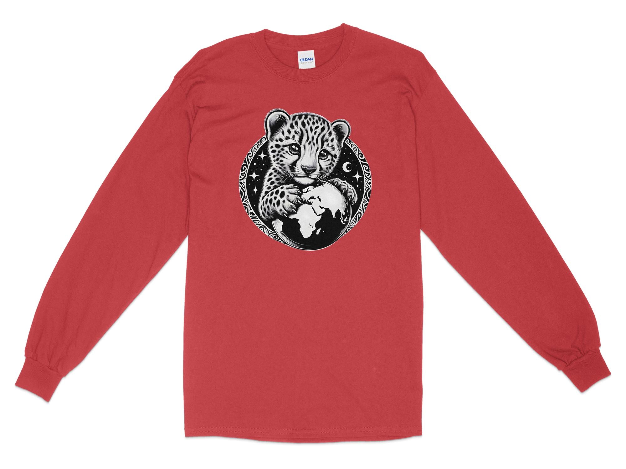 Cheetah World - Coloured Gildan Long Sleeve Realistic Animal Talisman Unisex Cute Tee Graphic Design