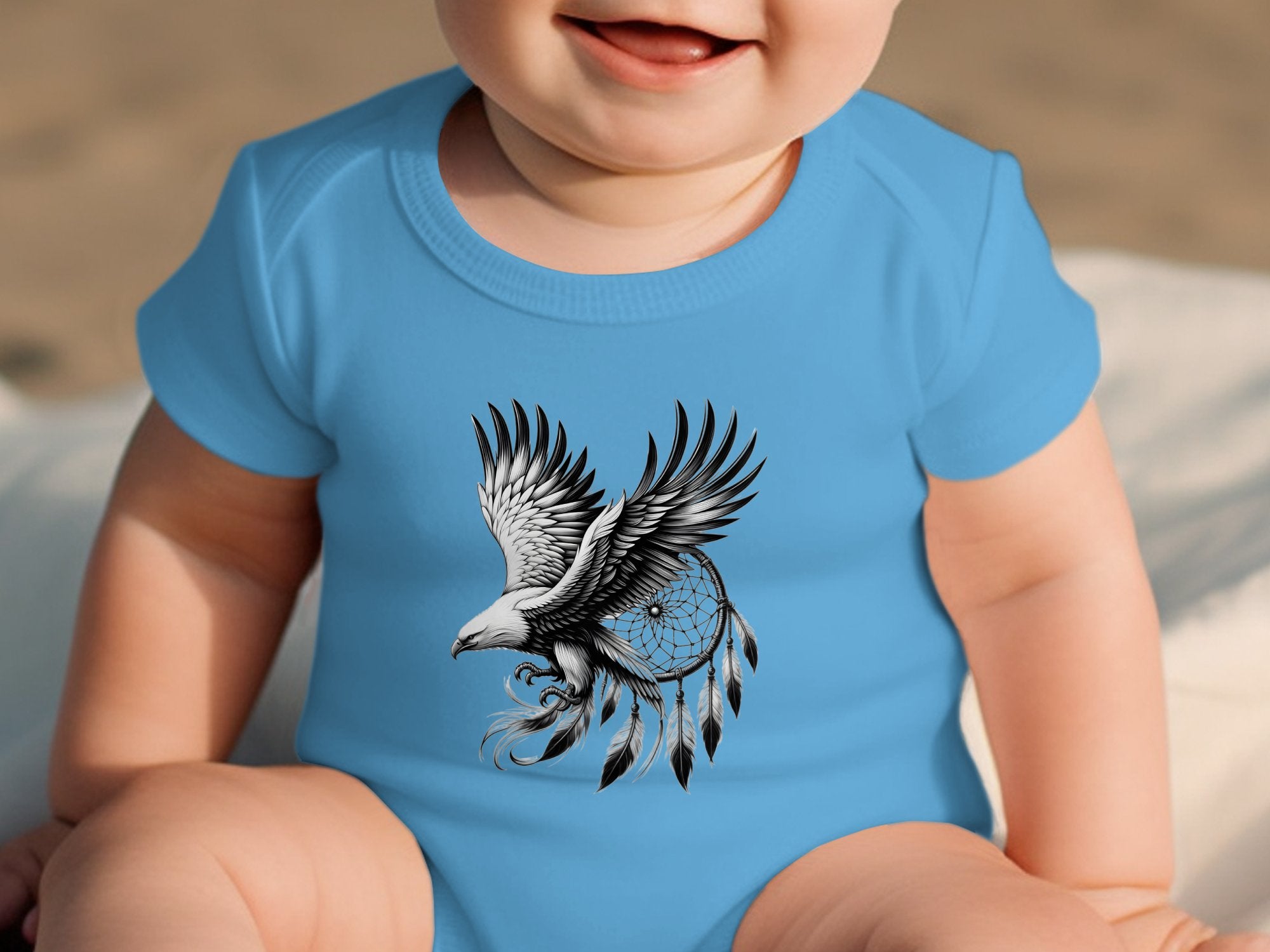 Dreamcatcher Eagle - Coloured Toddler Bodysuit Realistic Native American Talisman Unisex Mythology Tee Graphic Design