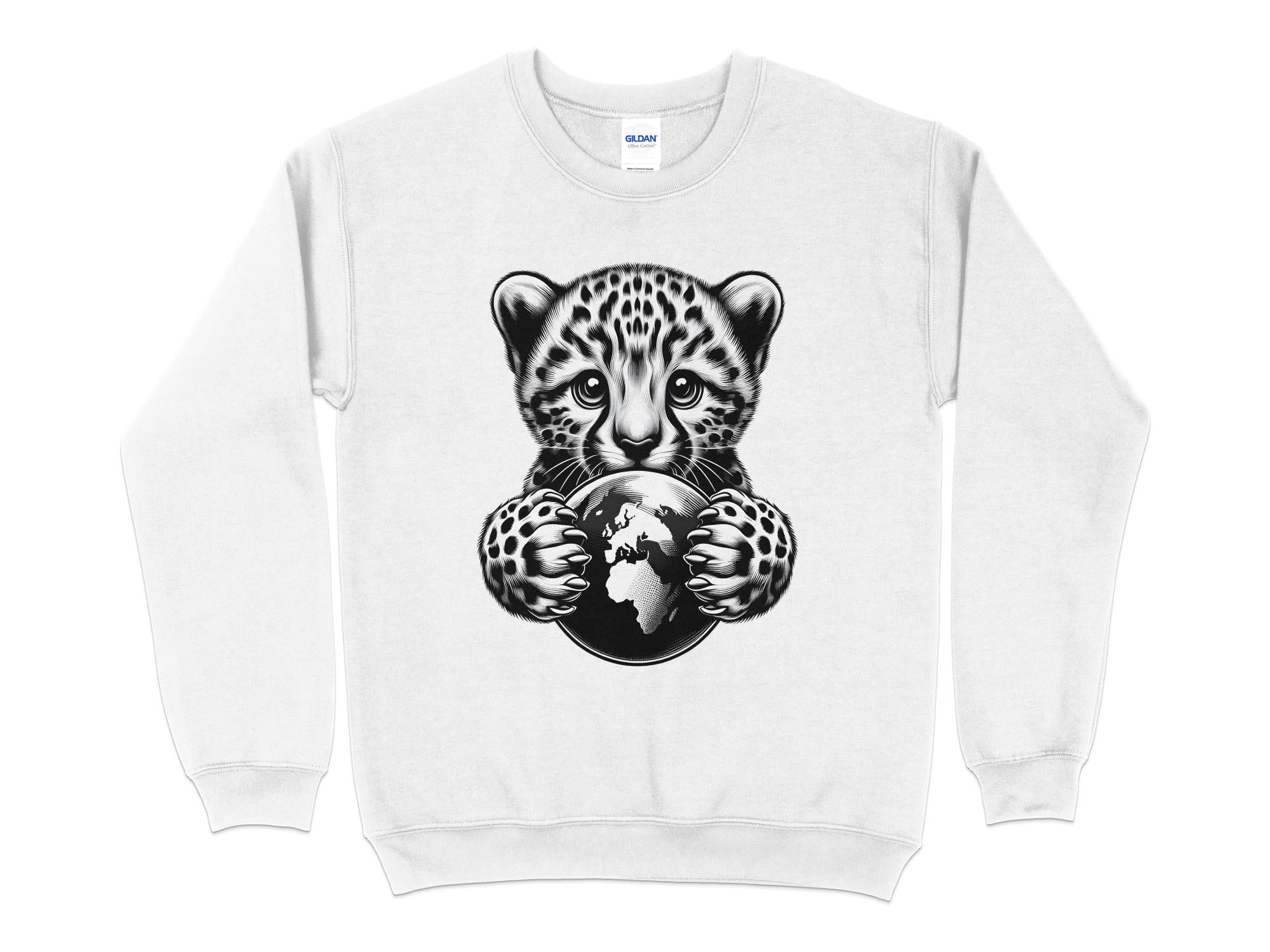 Cheetah World - Coloured Gildan Sweatshirt Realistic Animal Talisman Unisex Cute Tee Graphic Design