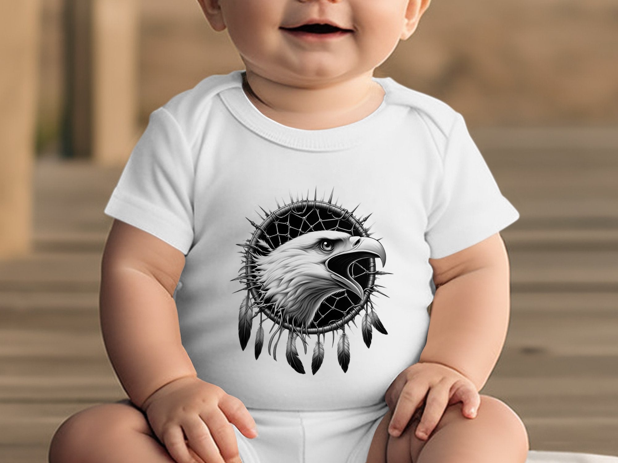 Dreamcatcher Eagle - Coloured Toddler Bodysuit Realistic Native American Talisman Unisex Mythology Tee Graphic Design