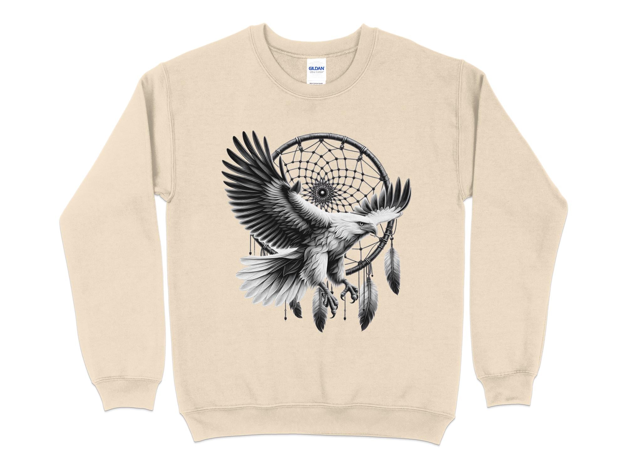 Dreamcatcher Eagle - Coloured Gildan Sweatshirt Realistic Native American Talisman Unisex Mythology Tee Graphic Design