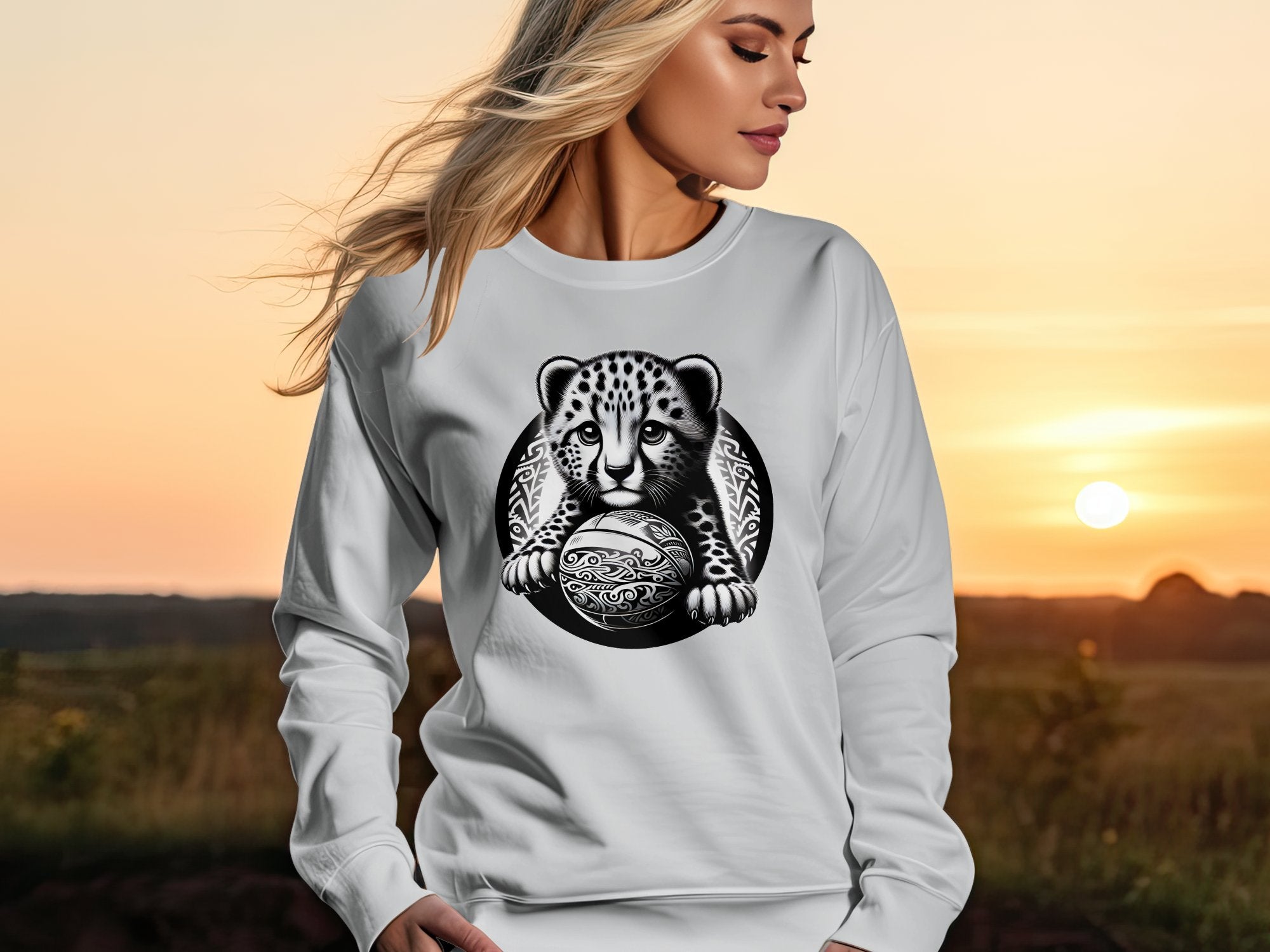 Cheetah World - Coloured Gildan Sweatshirt Realistic Animal Talisman Unisex Cute Tee Graphic Design