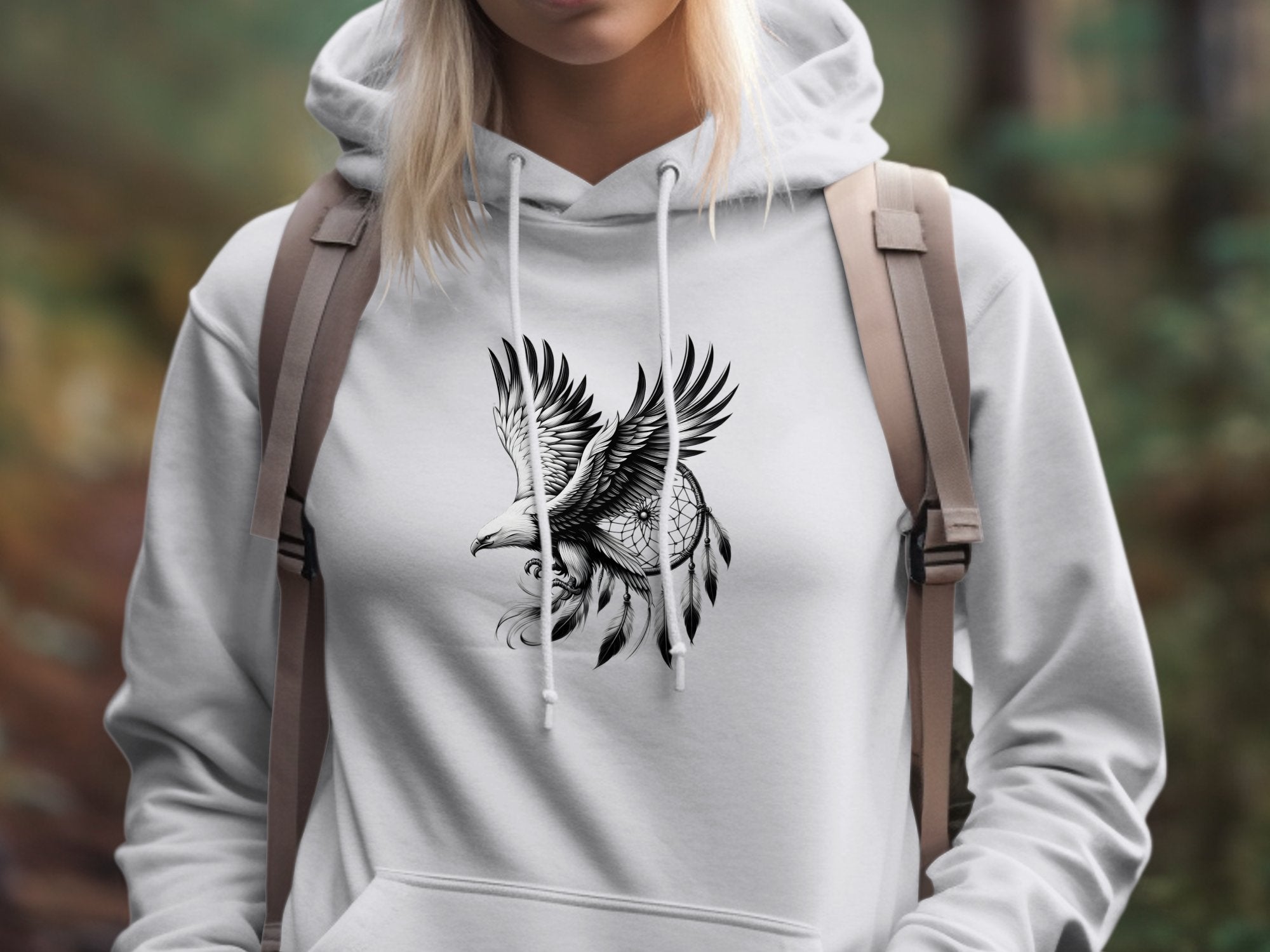 Dreamcatcher Eagle - Coloured Gildan Hoodie Realistic Native American Talisman Unisex Mythology Tee Graphic Design