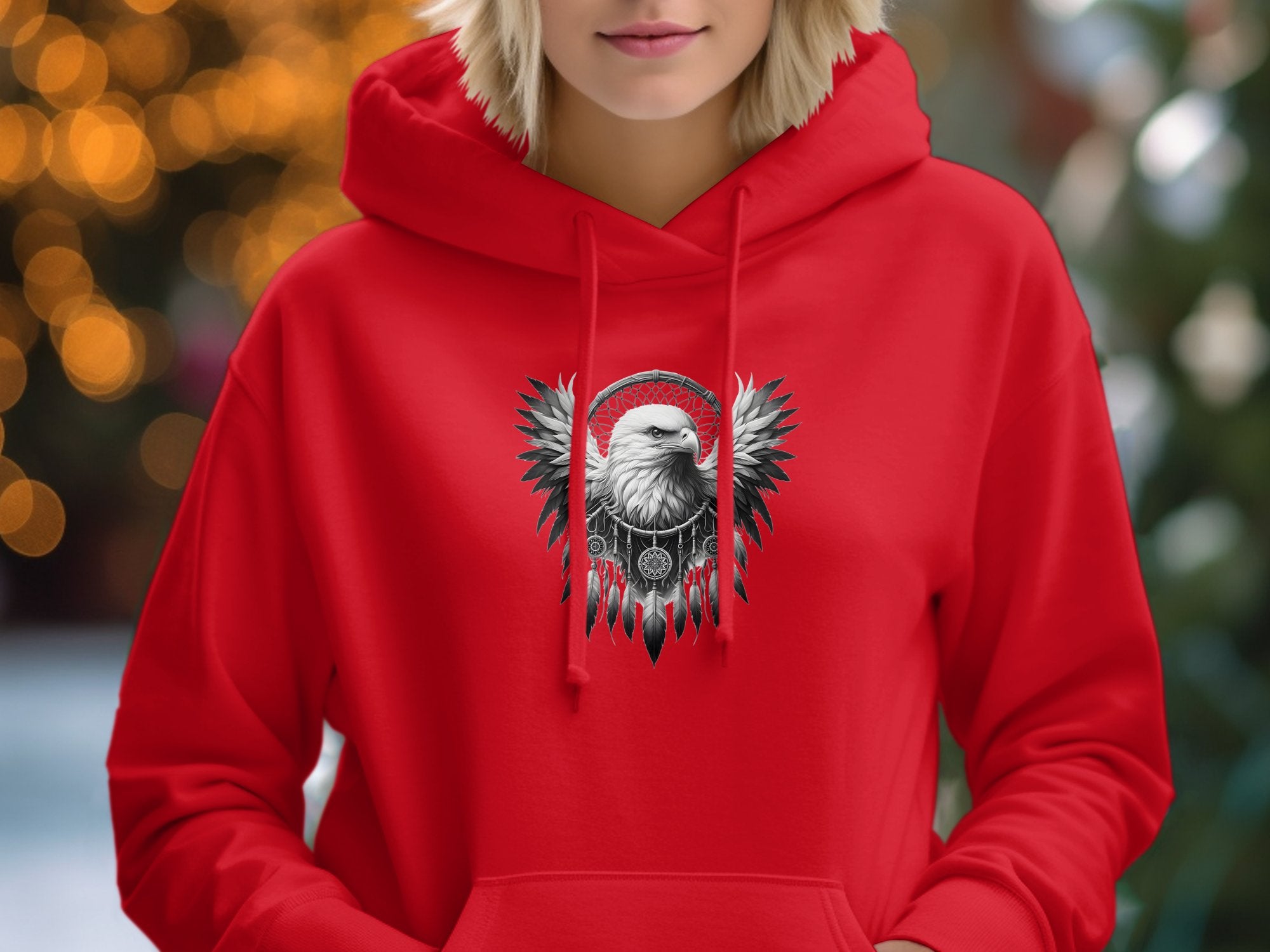 Dreamcatcher Eagle - Coloured Gildan Hoodie Realistic Native American Talisman Unisex Mythology Tee Graphic Design