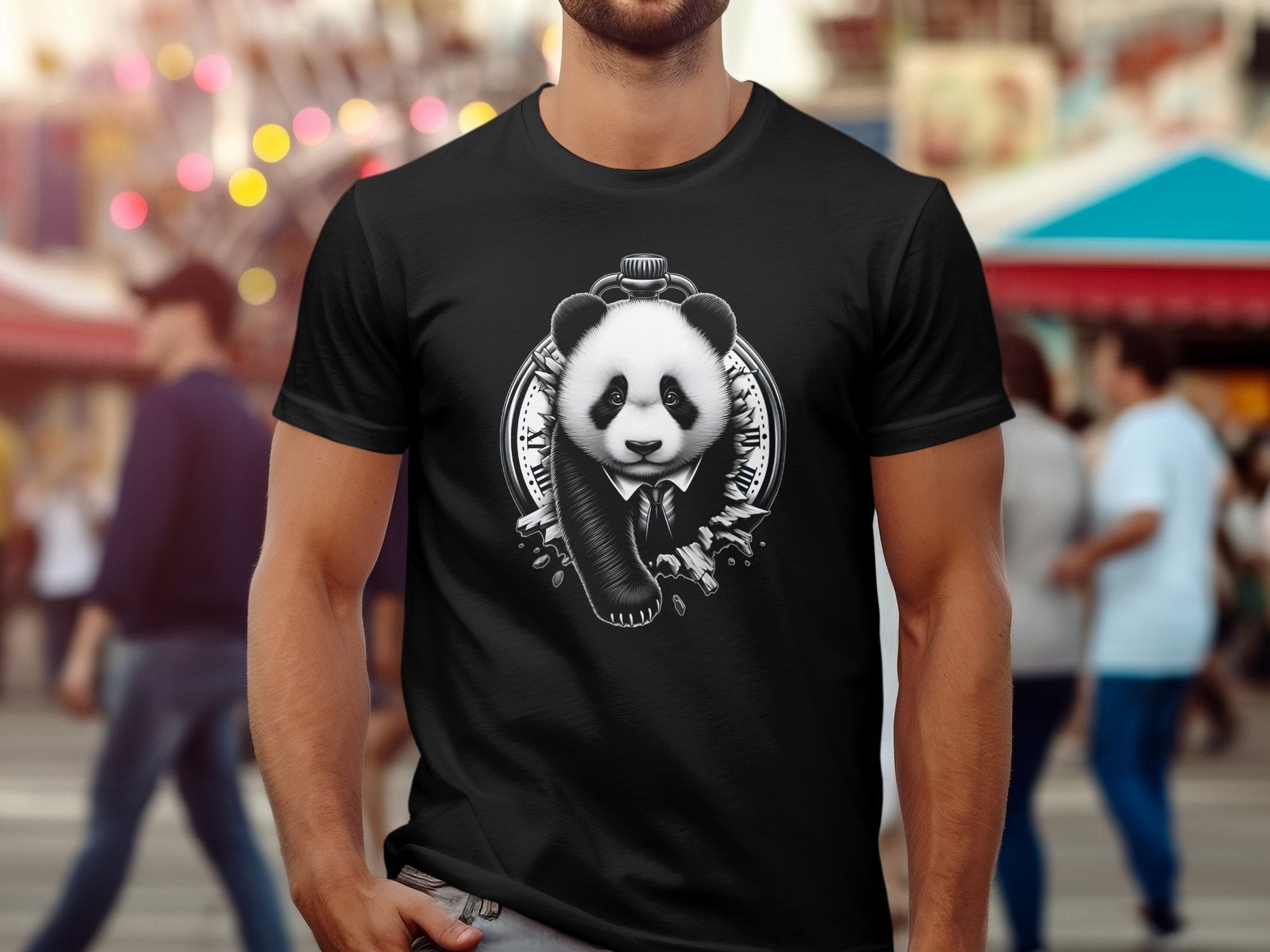 Panda - Coloured Gildan T-Shirt Realistic Animal Talisman Unisex Cute Tee Graphic Design