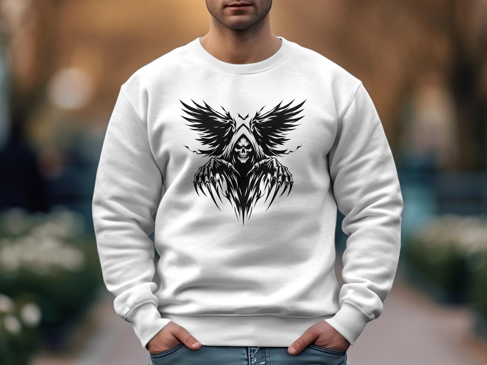 Grim Reaper - Black White Gildan Sweatshirt Commemorative Talisman Unisex Tee Graphic Design