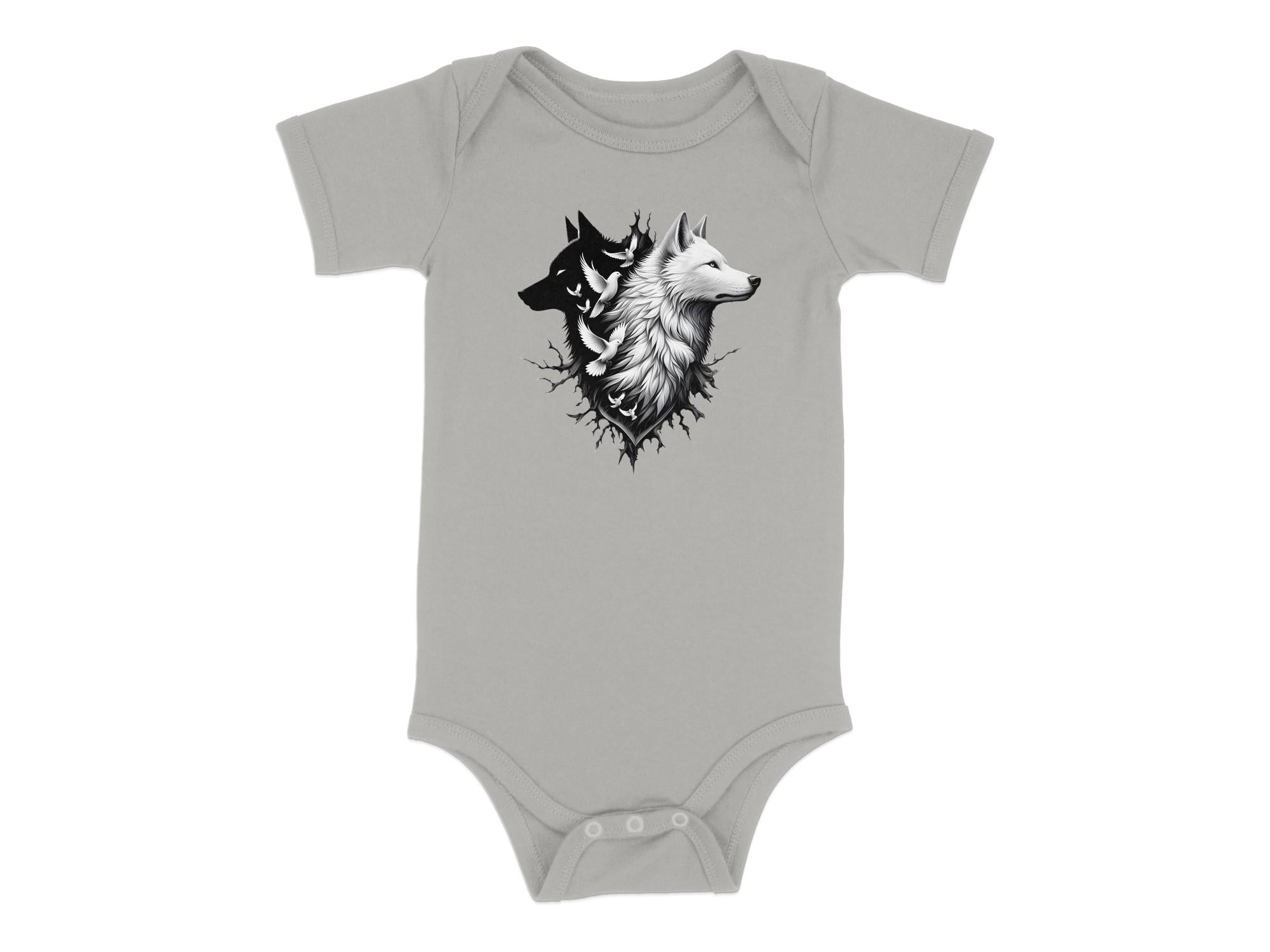 Wolf x Doves - Coloured Toddler Bodysuit Realistic Animal Talisman Unisex Tee Graphic Design