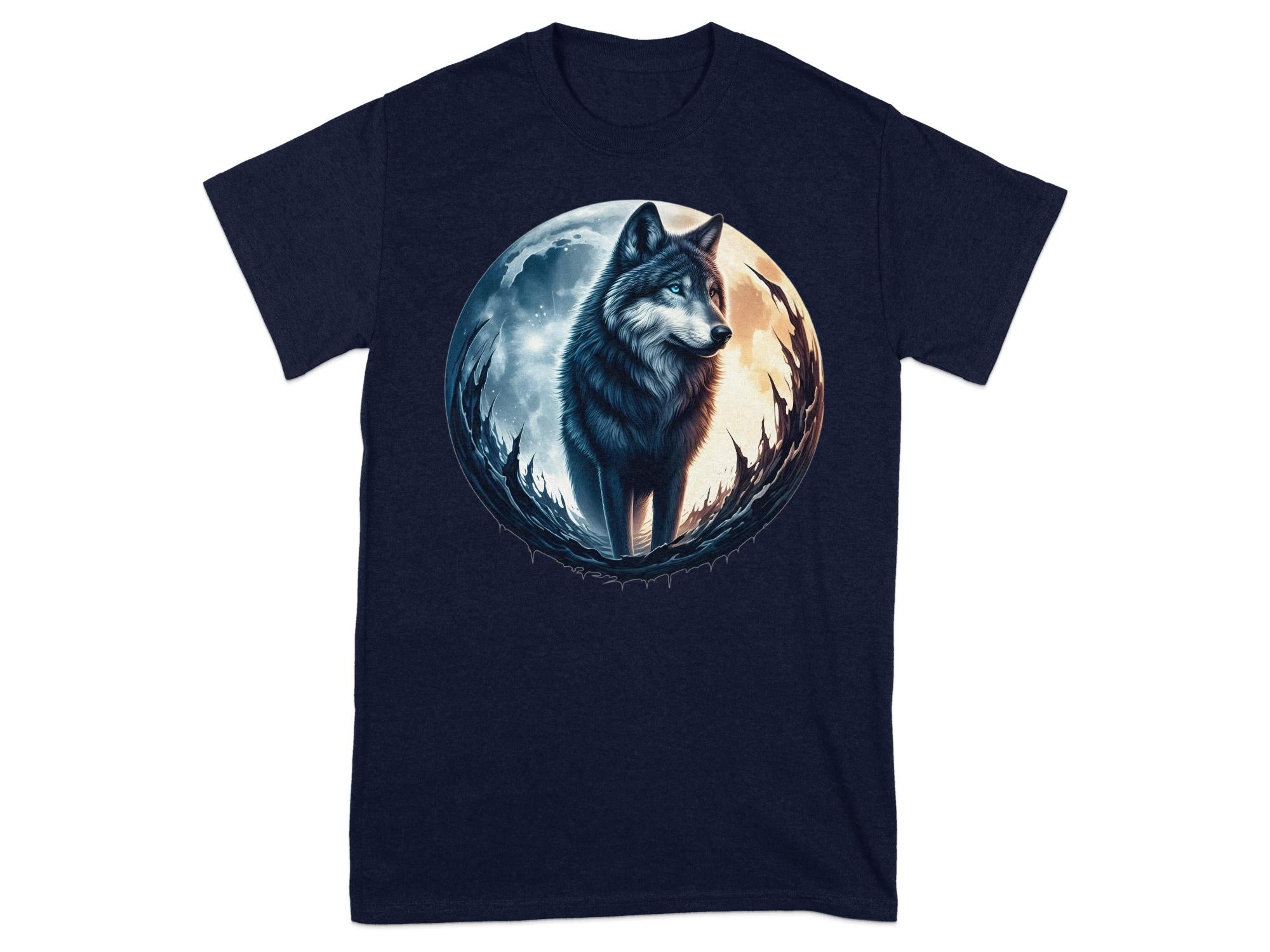 Moon Wolf - T-Shirt Realistic Full Colour Animal Talisman Unisex Mythology Tee Gildan Graphic Design