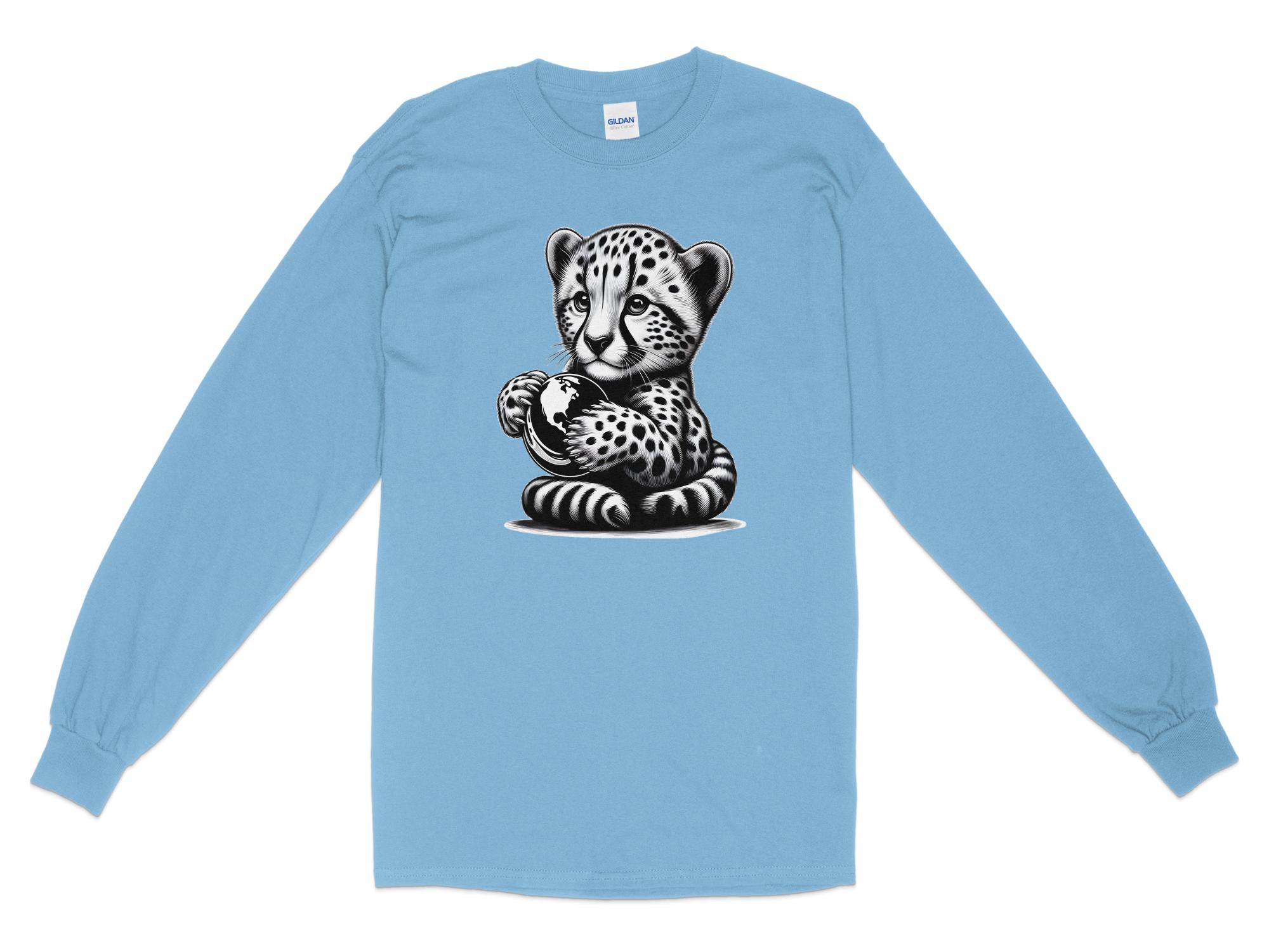 Cheetah World - Coloured Gildan Long Sleeve Realistic Animal Talisman Unisex Cute Tee Graphic Design