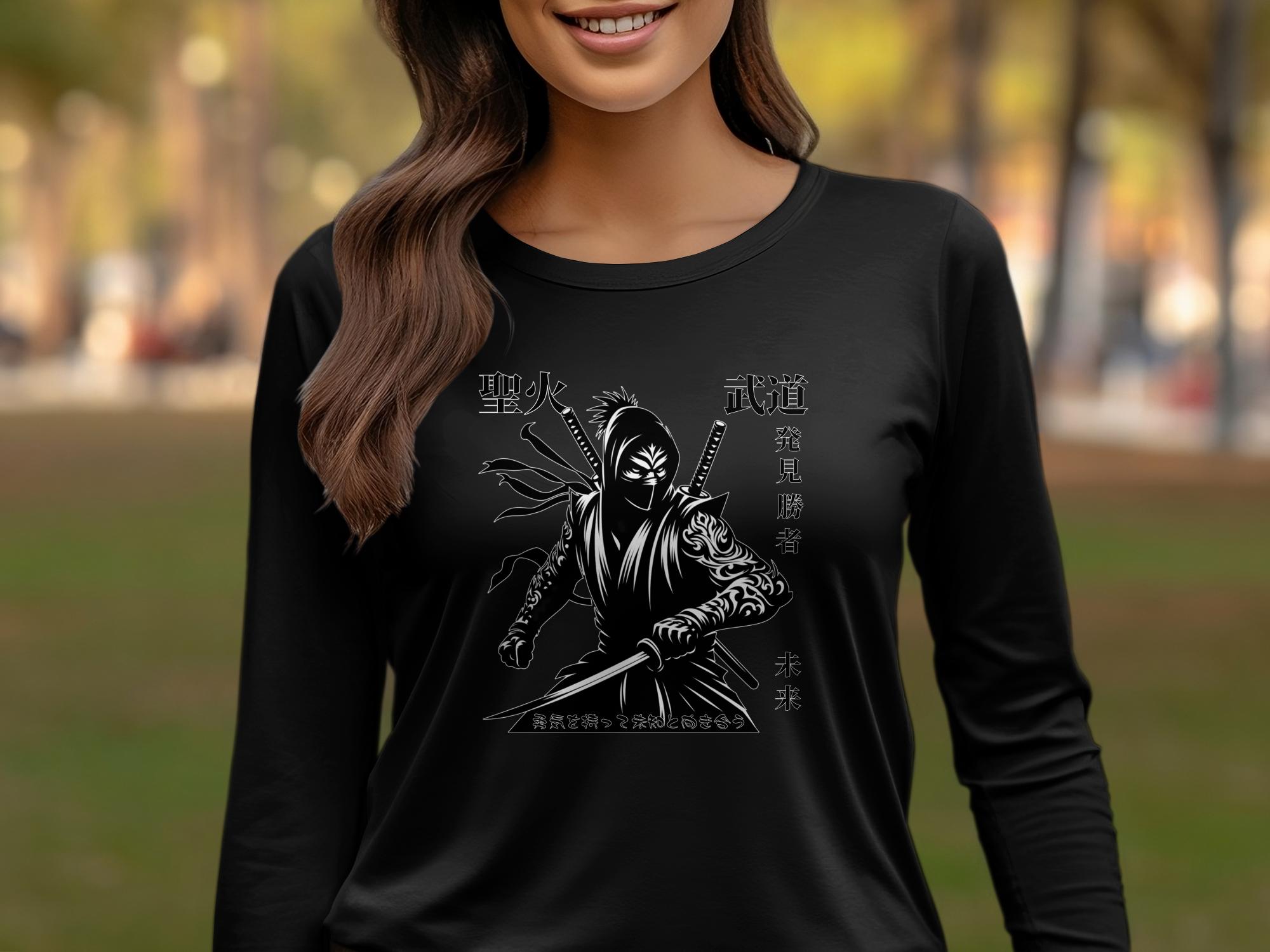 Samurai Ninja - Coloured Gildan Long Sleeve Japanese Talisman Unisex Cultural Symbolic Graphic Design