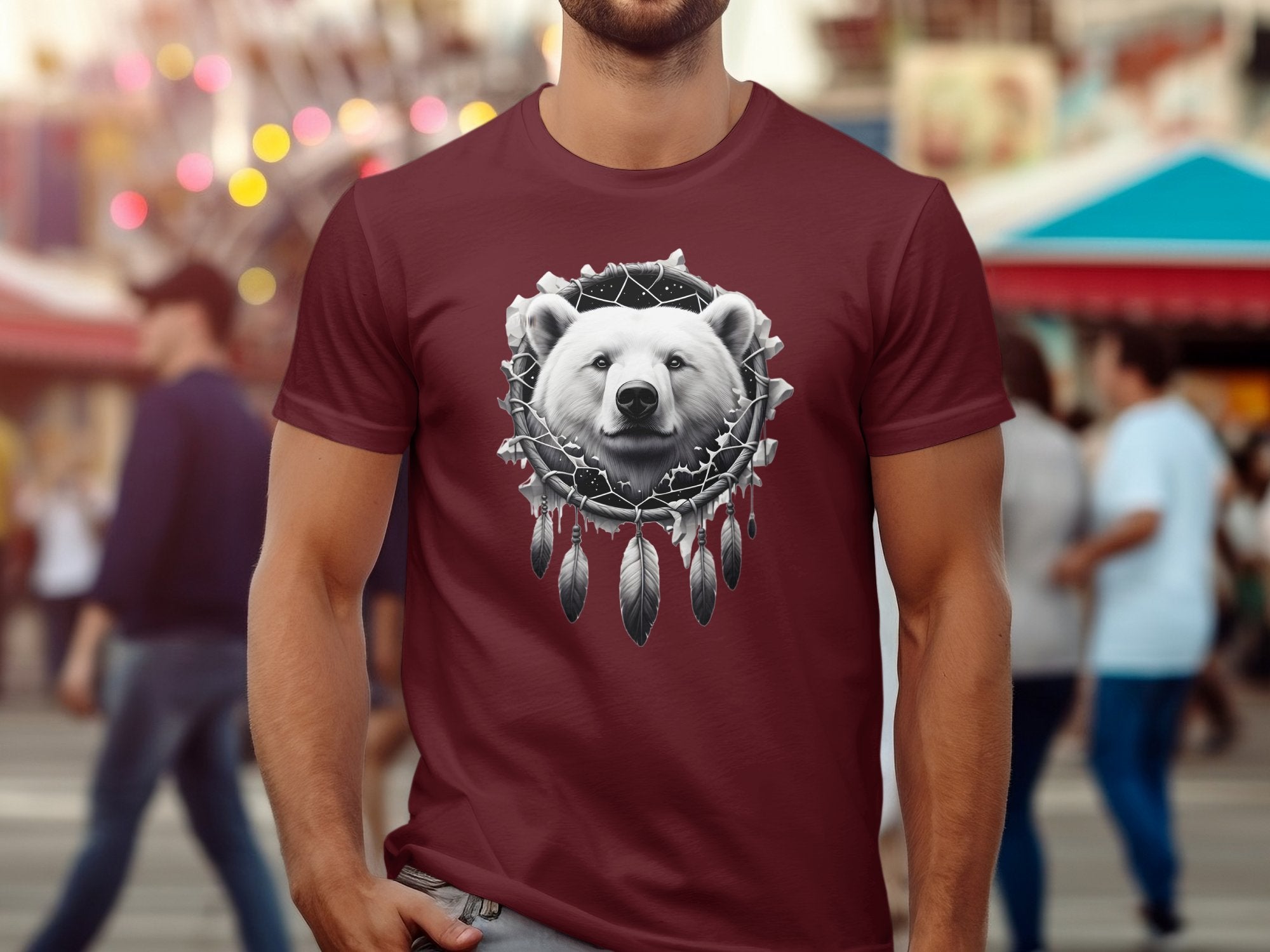 Dreamcatcher Bear - Coloured Gildan T-Shirt Realistic Native American Talisman Unisex Mythology Tee Graphic Design