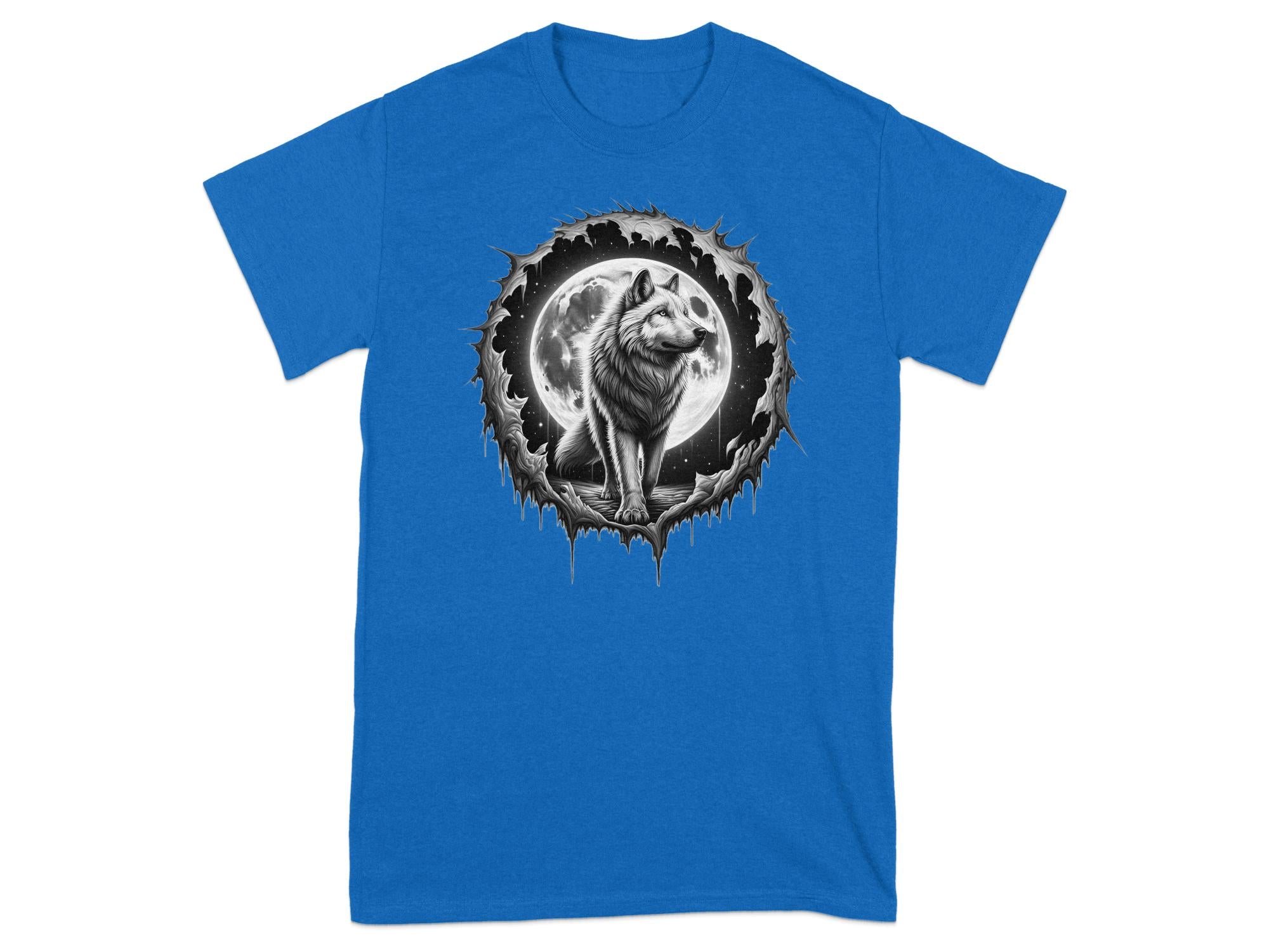 Moon Wolf - Coloured Gildan T-Shirt Realistic Animal Talisman Unisex Mythology Tee Graphic Design