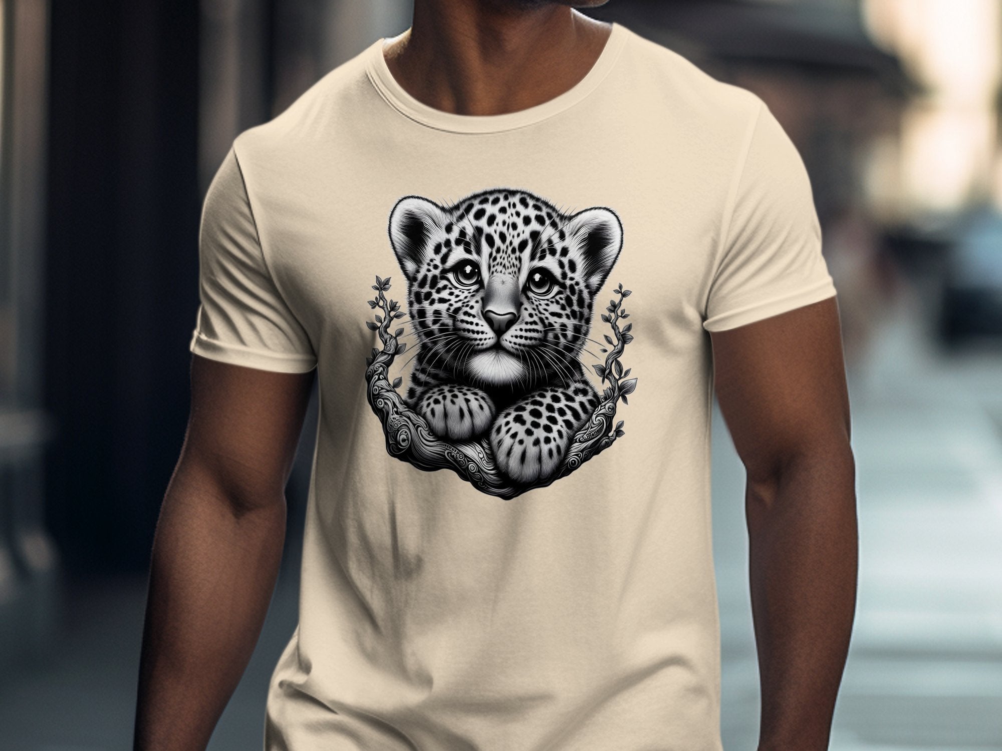 Leopard Bonsai - Coloured Gildan T-Shirt Realistic Animal Talisman Unisex Cute Tee Graphic Design