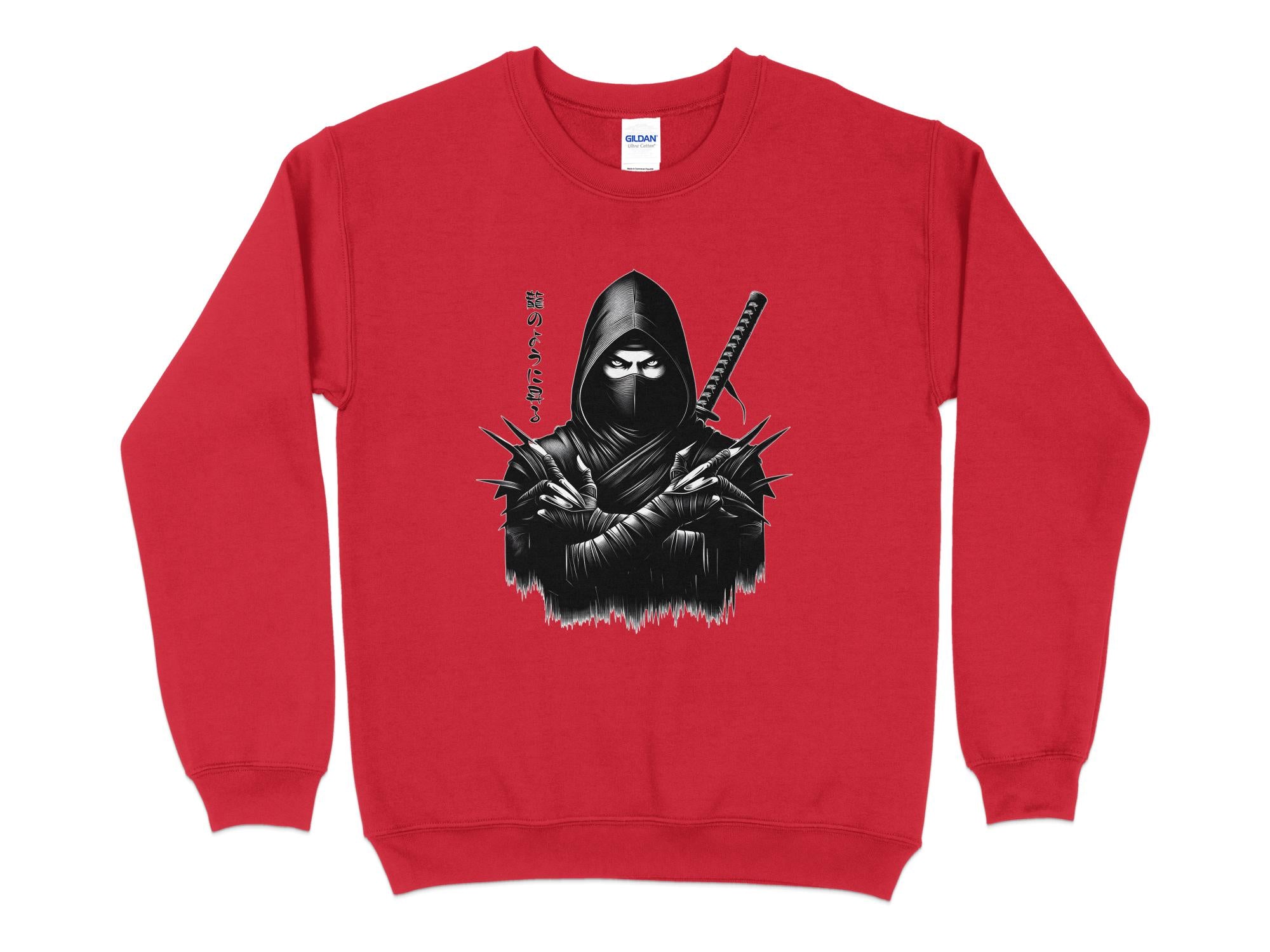 Samurai Ninja - Coloured Gildan Sweatshirt Japanese Talisman Unisex Cultural Symbolic Graphic Design