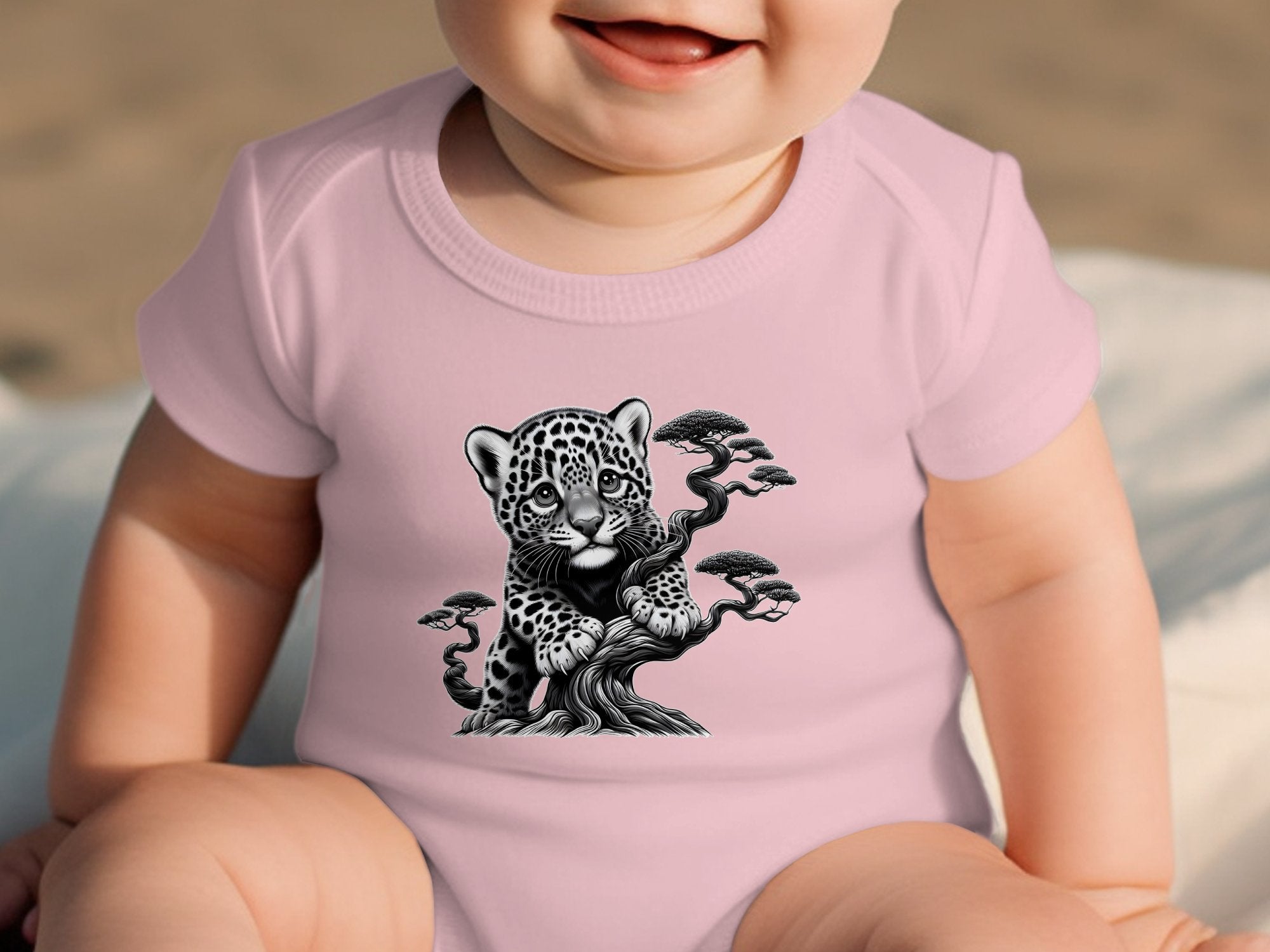 Leopard Bonsai - Coloured Toddler Bodysuit Realistic Animal Talisman Unisex Cute Tee Graphic Design