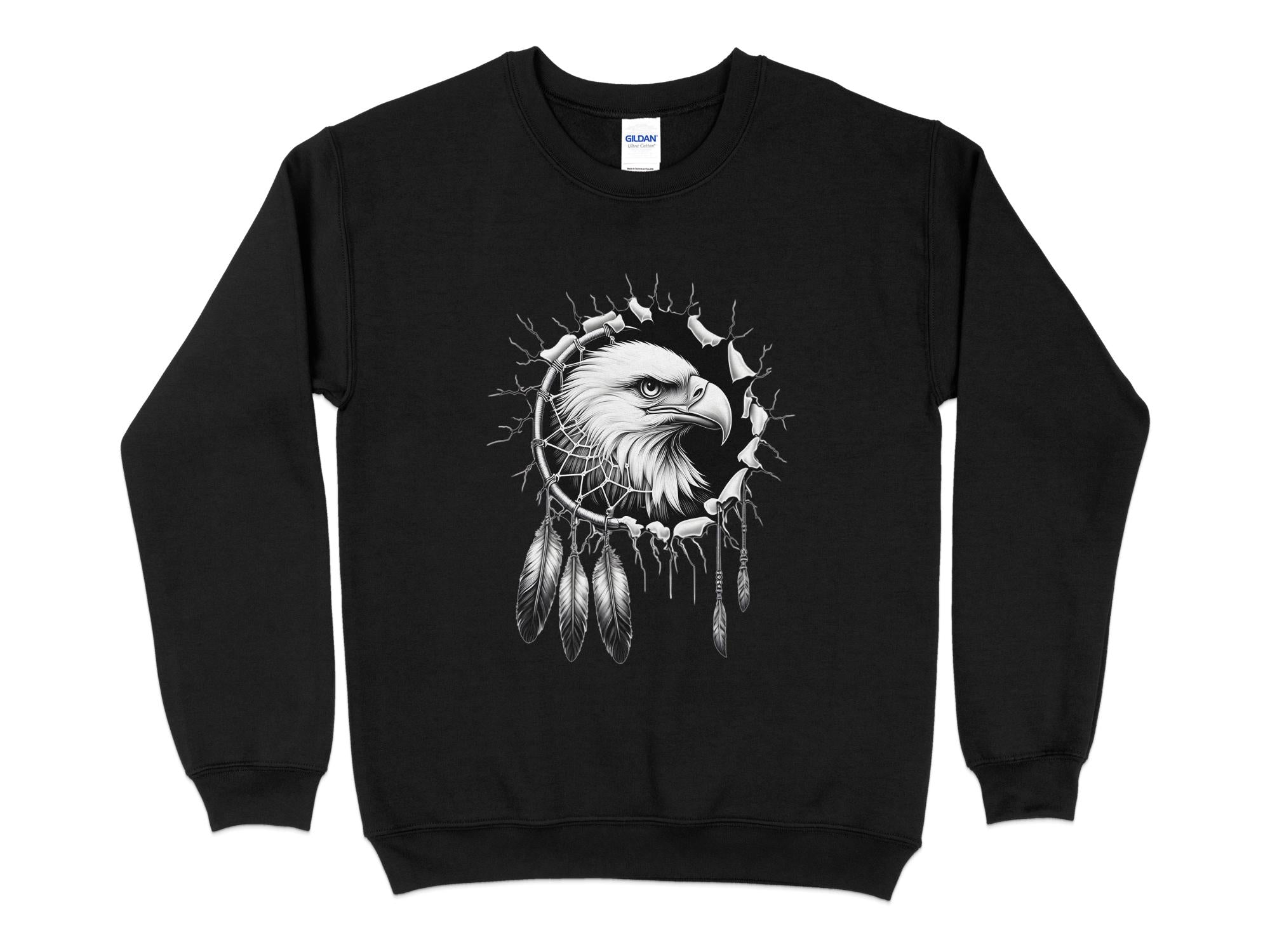 Dreamcatcher Eagle - Coloured Gildan Sweatshirt Realistic Native American Talisman Unisex Mythology Tee Graphic Design