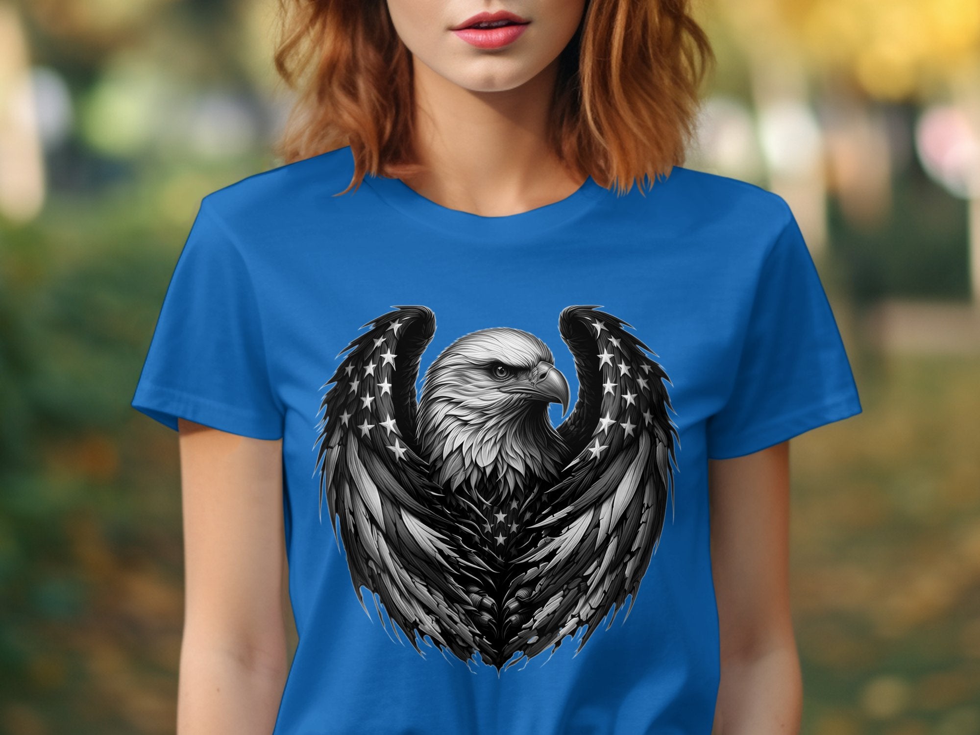 Eagle Patriot - Coloured Gildan T-Shirt Realistic Animal Talisman Unisex Tee Graphic Design