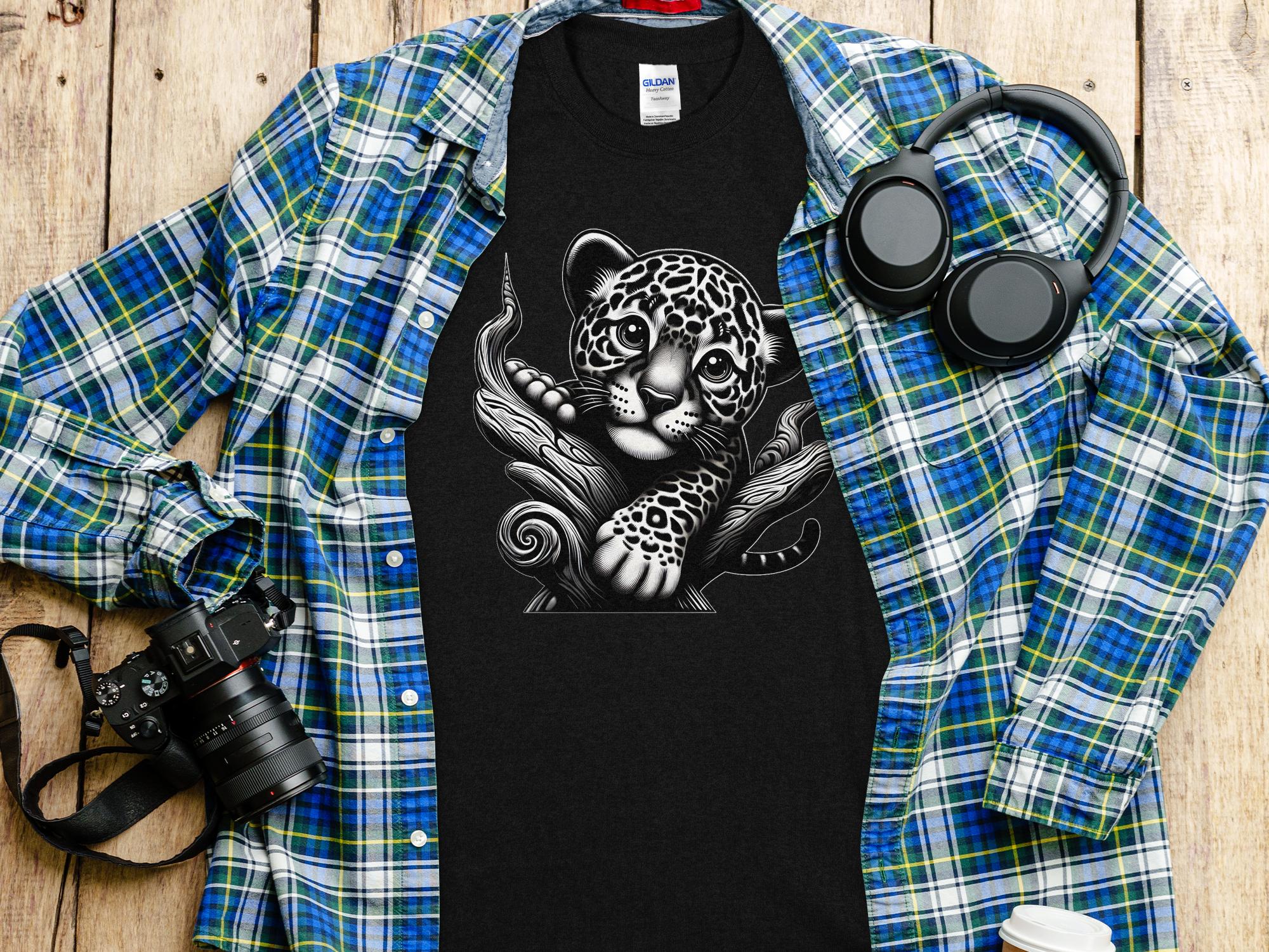 Leopard Bonsai - Coloured Gildan T-Shirt Realistic Animal Talisman Unisex Cute Tee Graphic Design