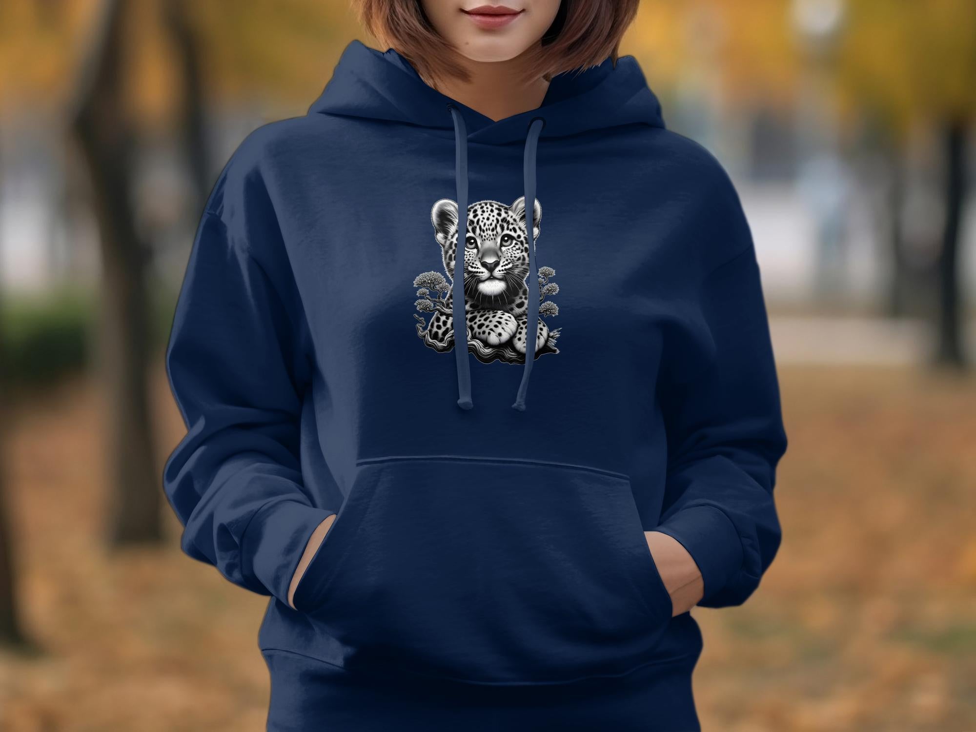 Leopard Bonsai - Coloured Gildan Hoodie Realistic Animal Talisman Unisex Cute Tee Graphic Design