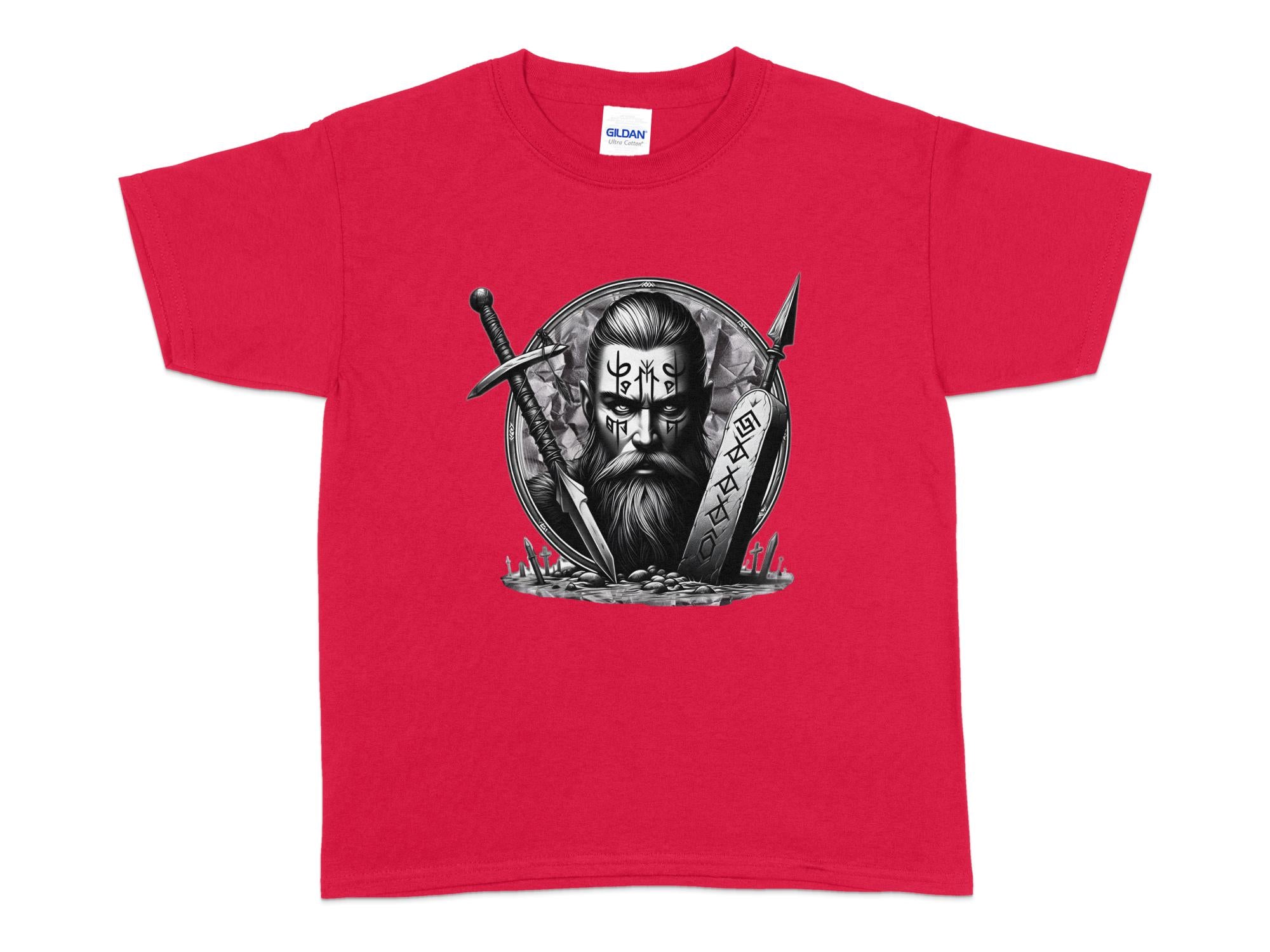 Viking Fortitude - Coloured Gildan Kids T-Shirt Realistic Norse Talisman Unisex Valhalla Tee Graphic Design