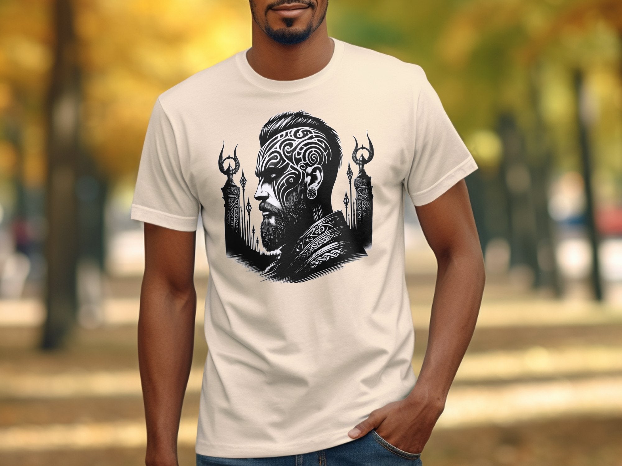 Viking Spirit - Coloured Gildan T Shirt Realistic Norse Talisman Men Women Unisex Valhalla Tee Graphic Design