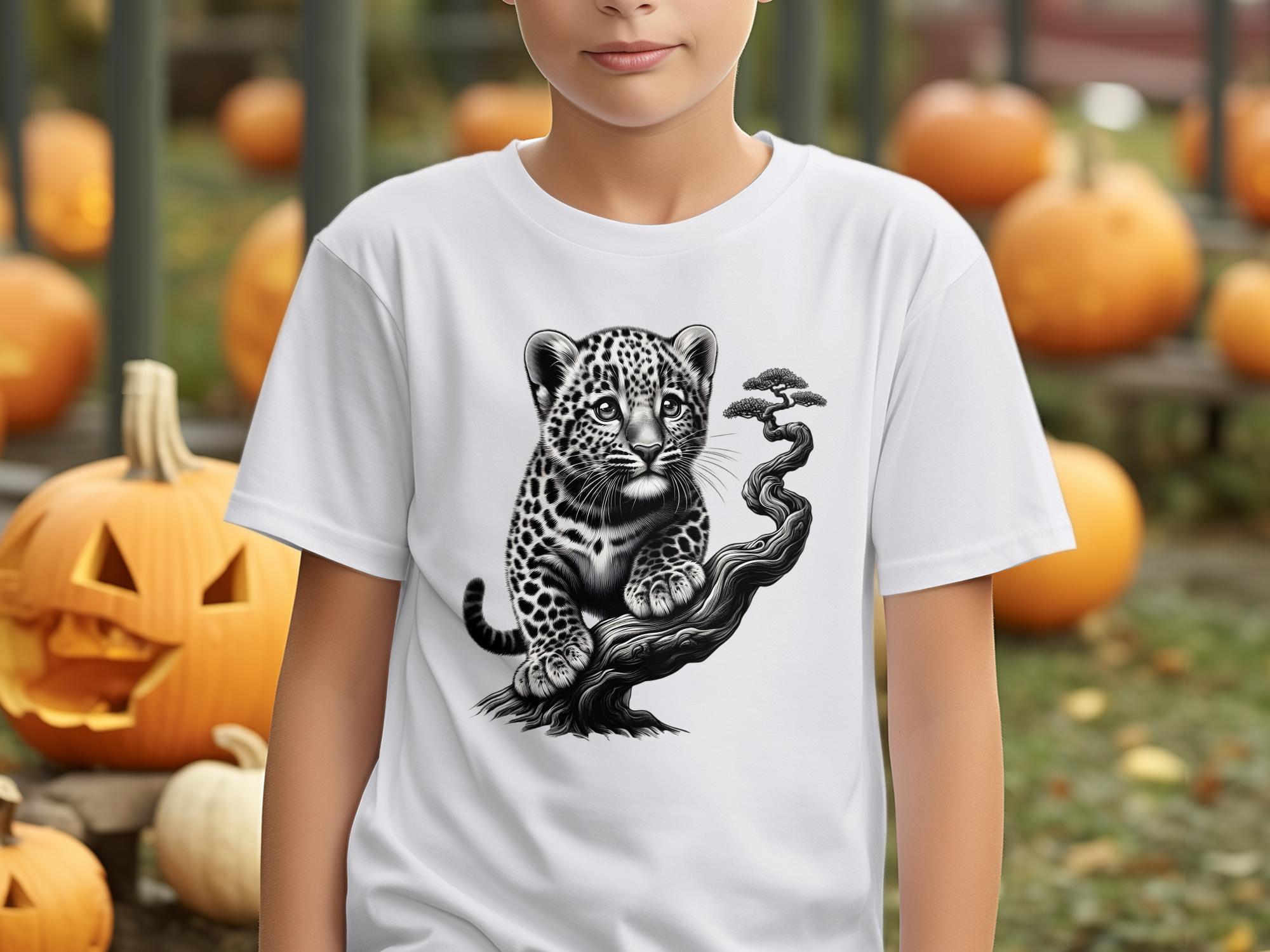 Leopard Bonsai - Coloured Gildan Kids T-Shirt Realistic Animal Talisman Unisex Cute Tee Graphic Design