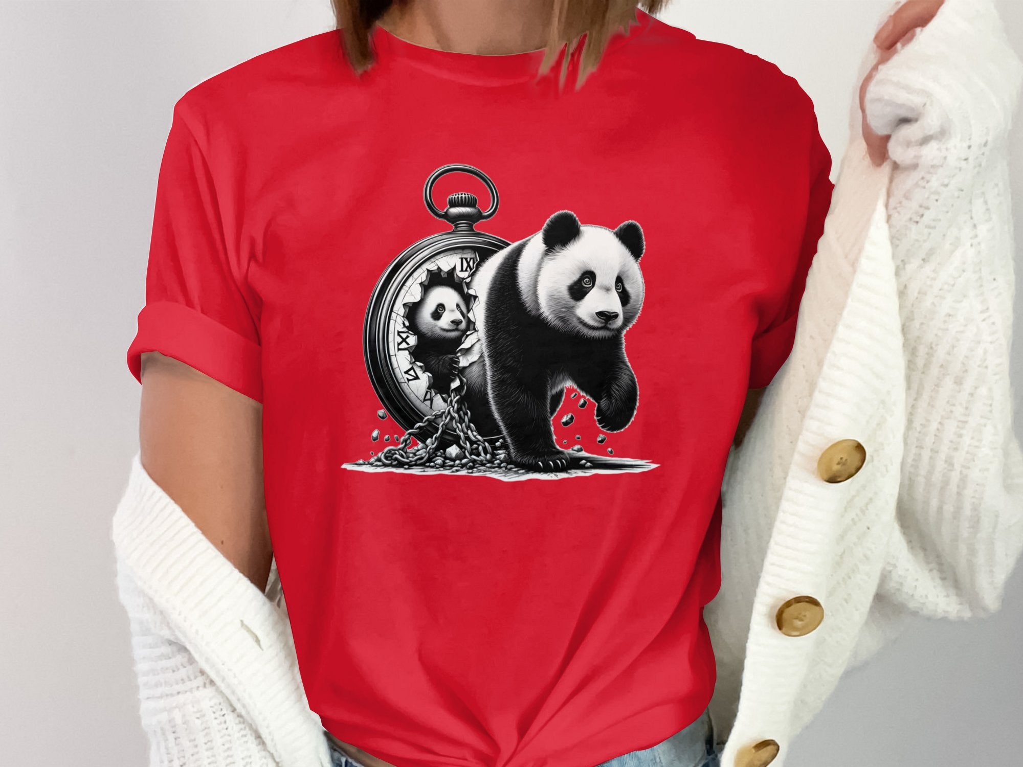 Panda - Coloured Gildan T-Shirt Realistic Animal Talisman Unisex Cute Tee Graphic Design