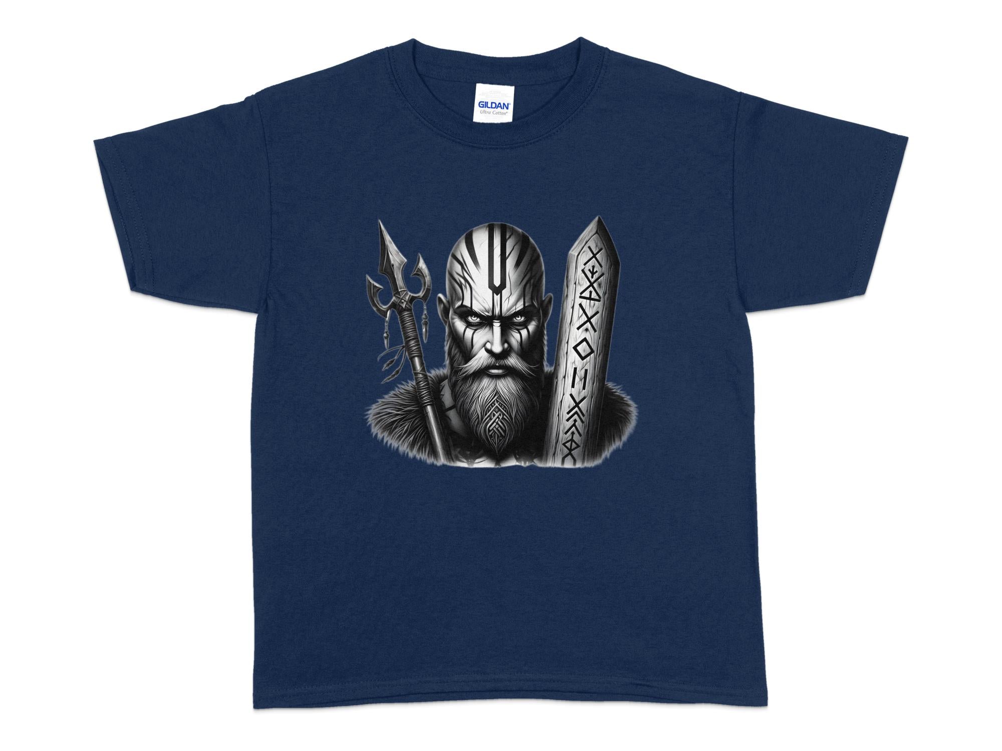 Viking Strength - Coloured Gildan Kids T-Shirt Realistic Norse Talisman Unisex Valhalla Tee Graphic Design