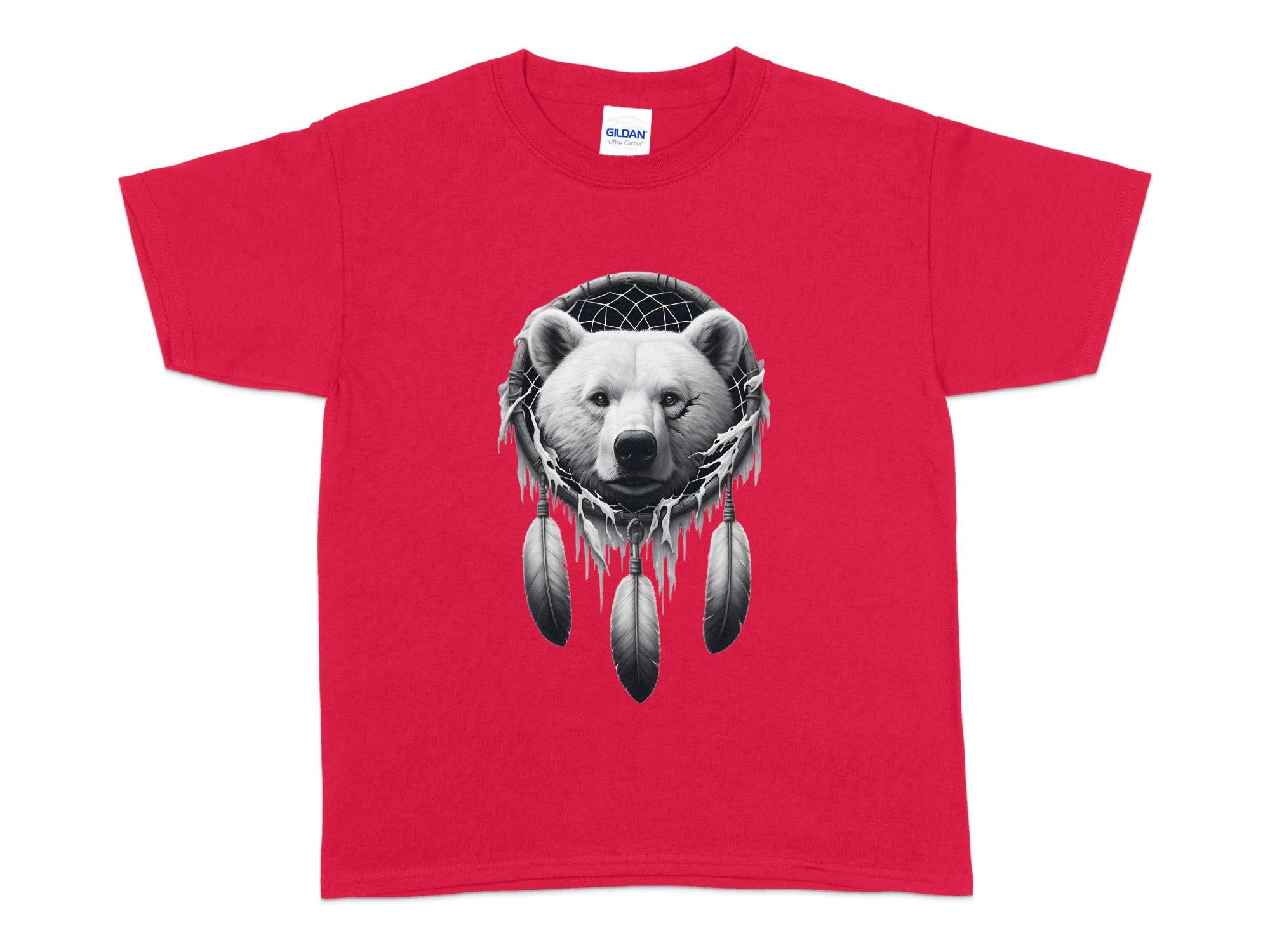 Dreamcatcher Bear - Coloured Gildan Kids T Shirt Realistic Native American Talisman Unisex Mythology Tee Graphic Design