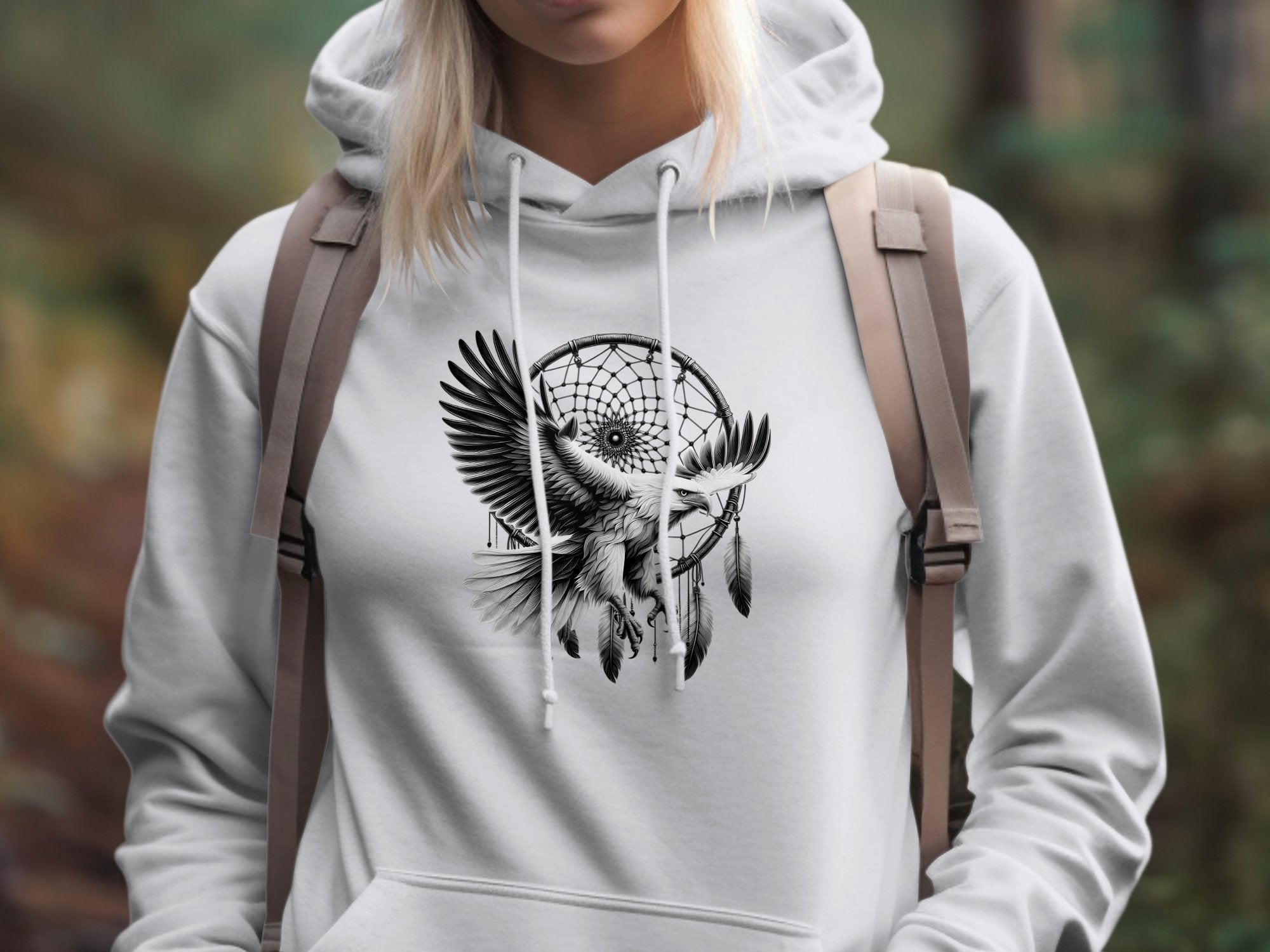 Dreamcatcher Eagle - Coloured Gildan Hoodie Realistic Native American Talisman Unisex Mythology Tee Graphic Design