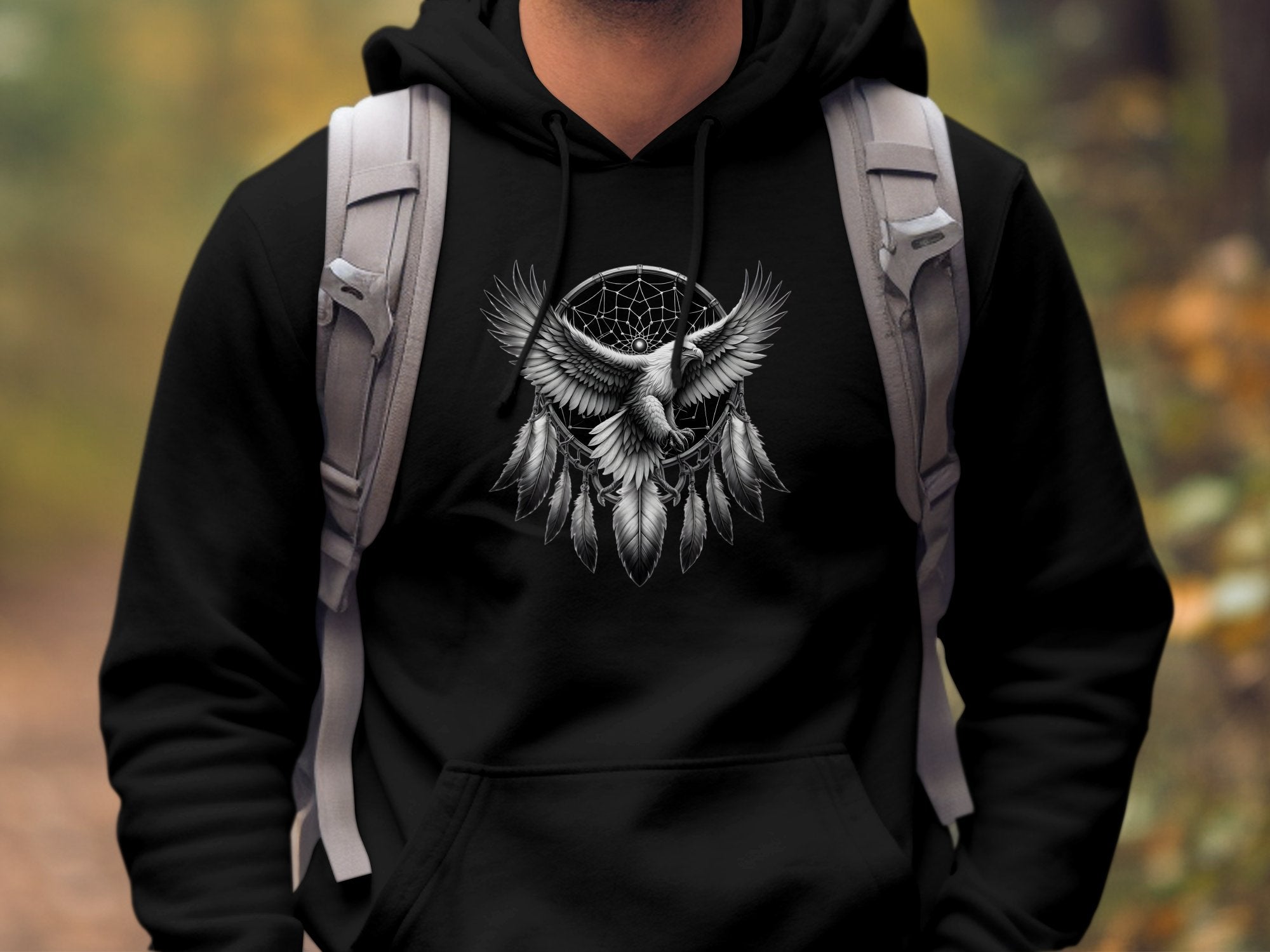 Dreamcatcher Eagle - Coloured Gildan Hoodie Realistic Native American Talisman Unisex Mythology Tee Graphic Design