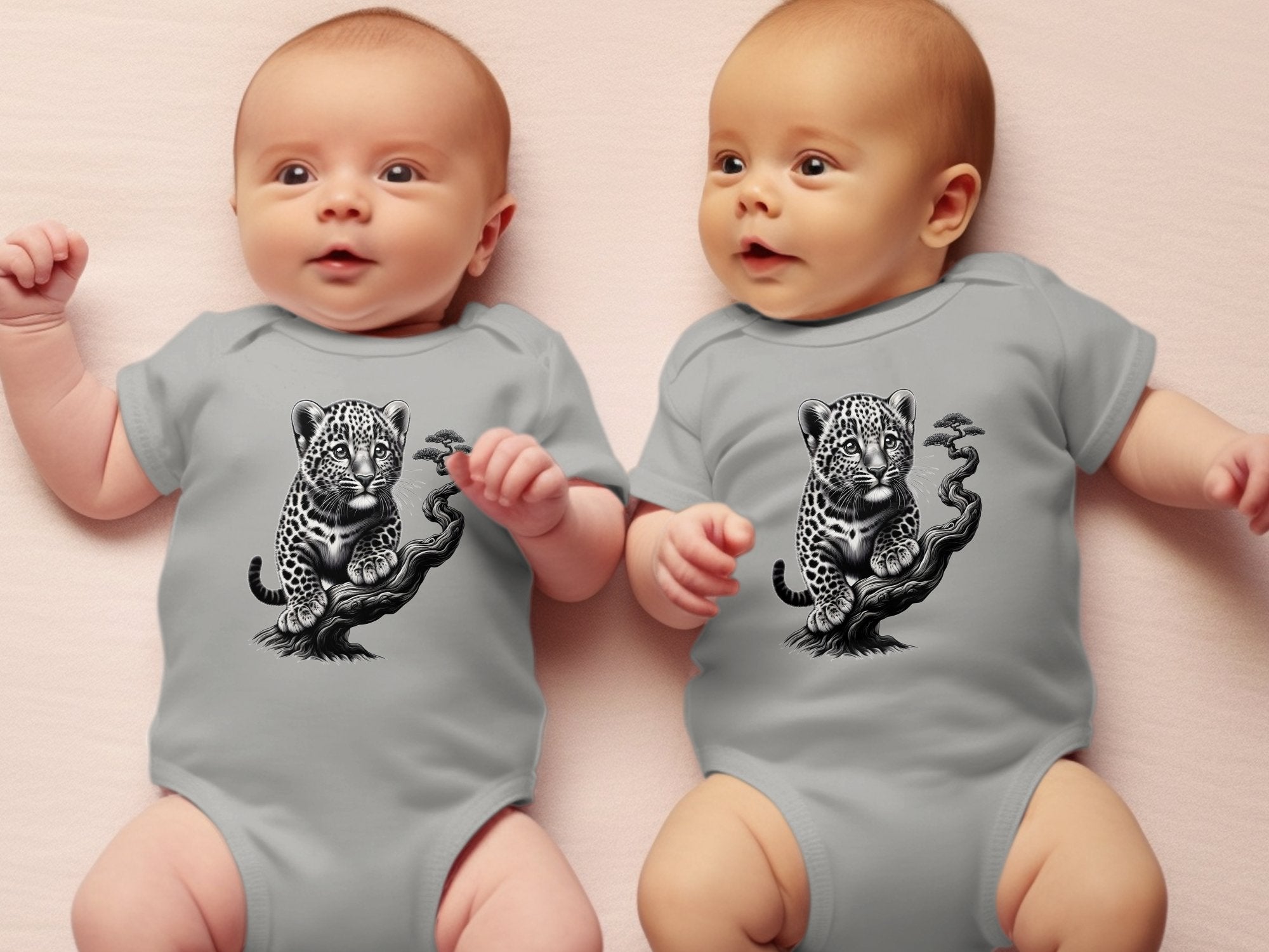 Leopard Bonsai - Coloured Toddler Bodysuit Realistic Animal Talisman Unisex Cute Tee Graphic Design