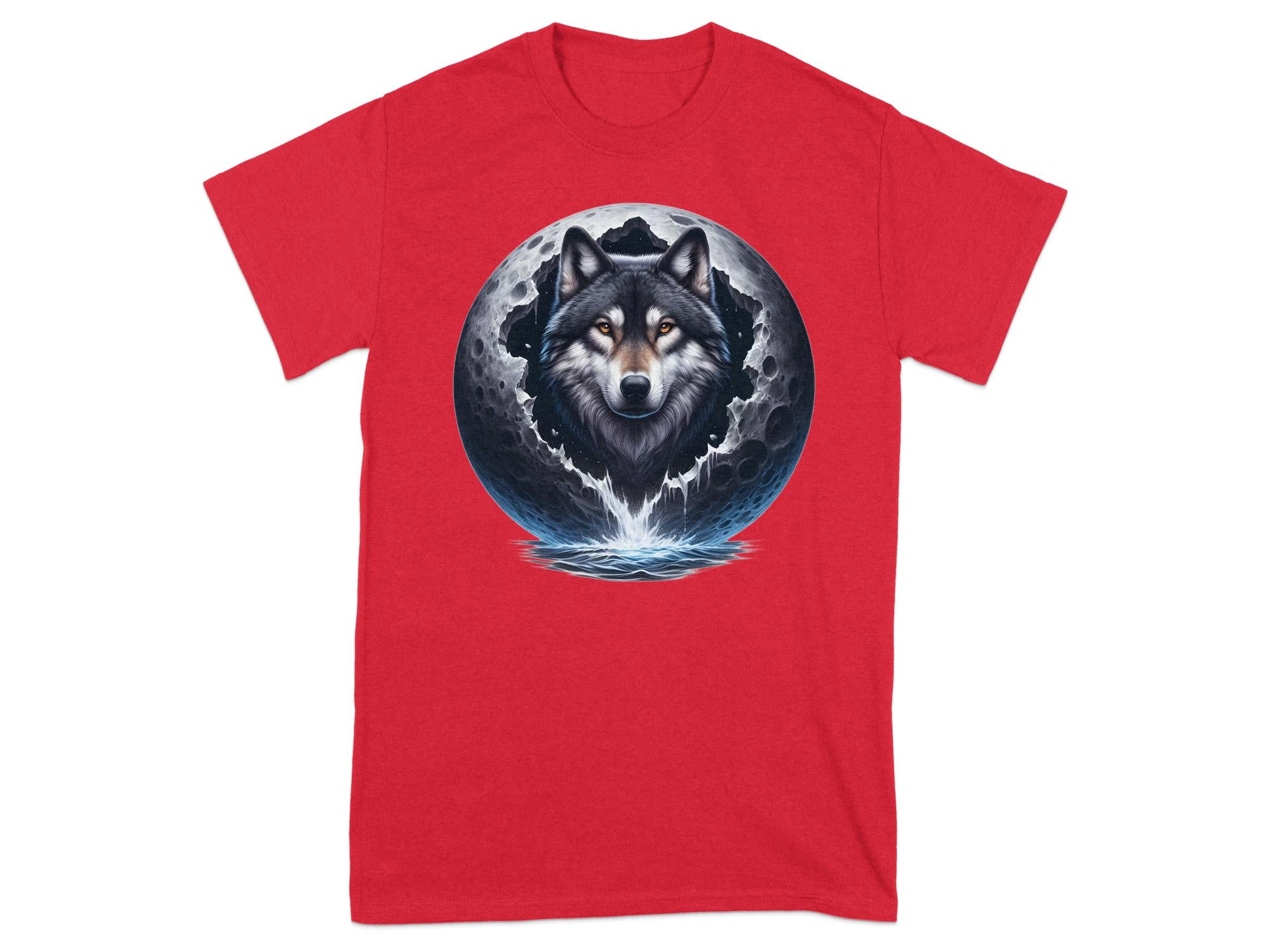 Moon Wolf - T-Shirt Realistic Full Colour Animal Talisman Unisex Mythology Tee Gildan Graphic Design