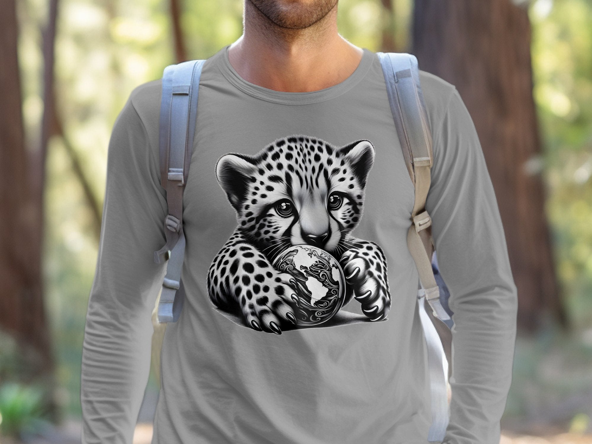 Cheetah World - Coloured Gildan Long Sleeve Realistic Animal Talisman Unisex Cute Tee Graphic Design