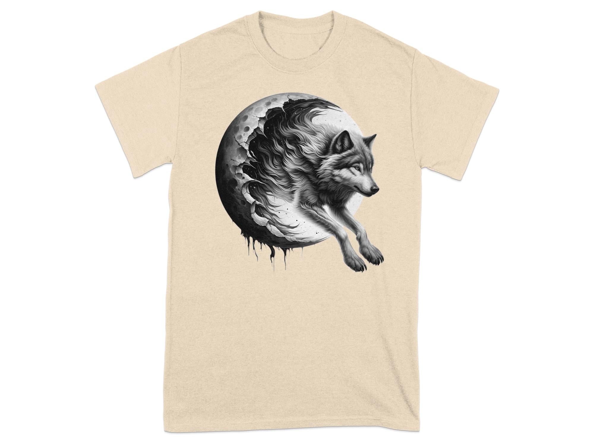 Moon Wolf - Coloured Gildan T-Shirt Realistic Animal Talisman Unisex Mythology Tee Graphic Design