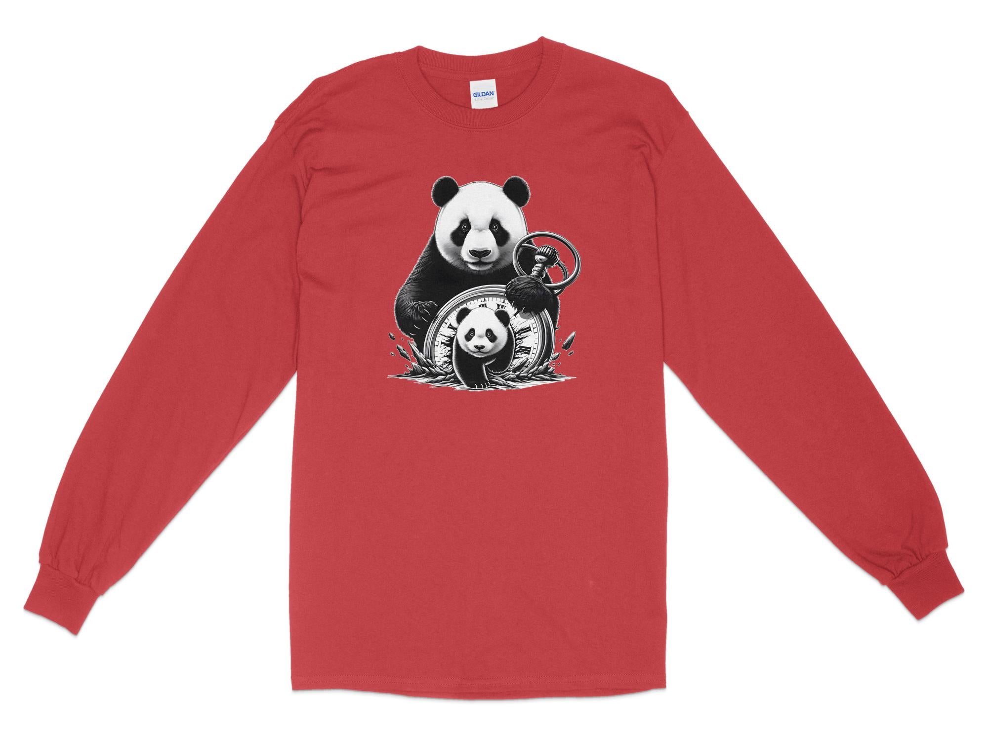 Panda - Coloured Gildan Long Sleeve Realistic Animal Talisman Unisex Cute Tee Graphic Design