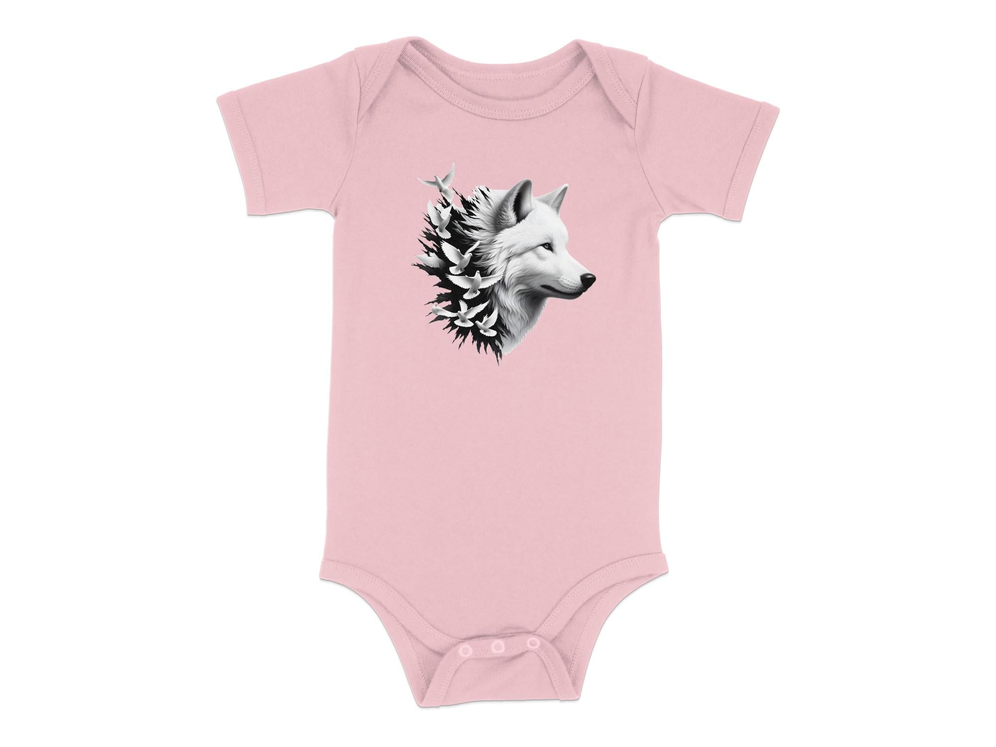 Wolf x Doves - Coloured Toddler Bodysuit Realistic Animal Talisman Unisex Tee Graphic Design