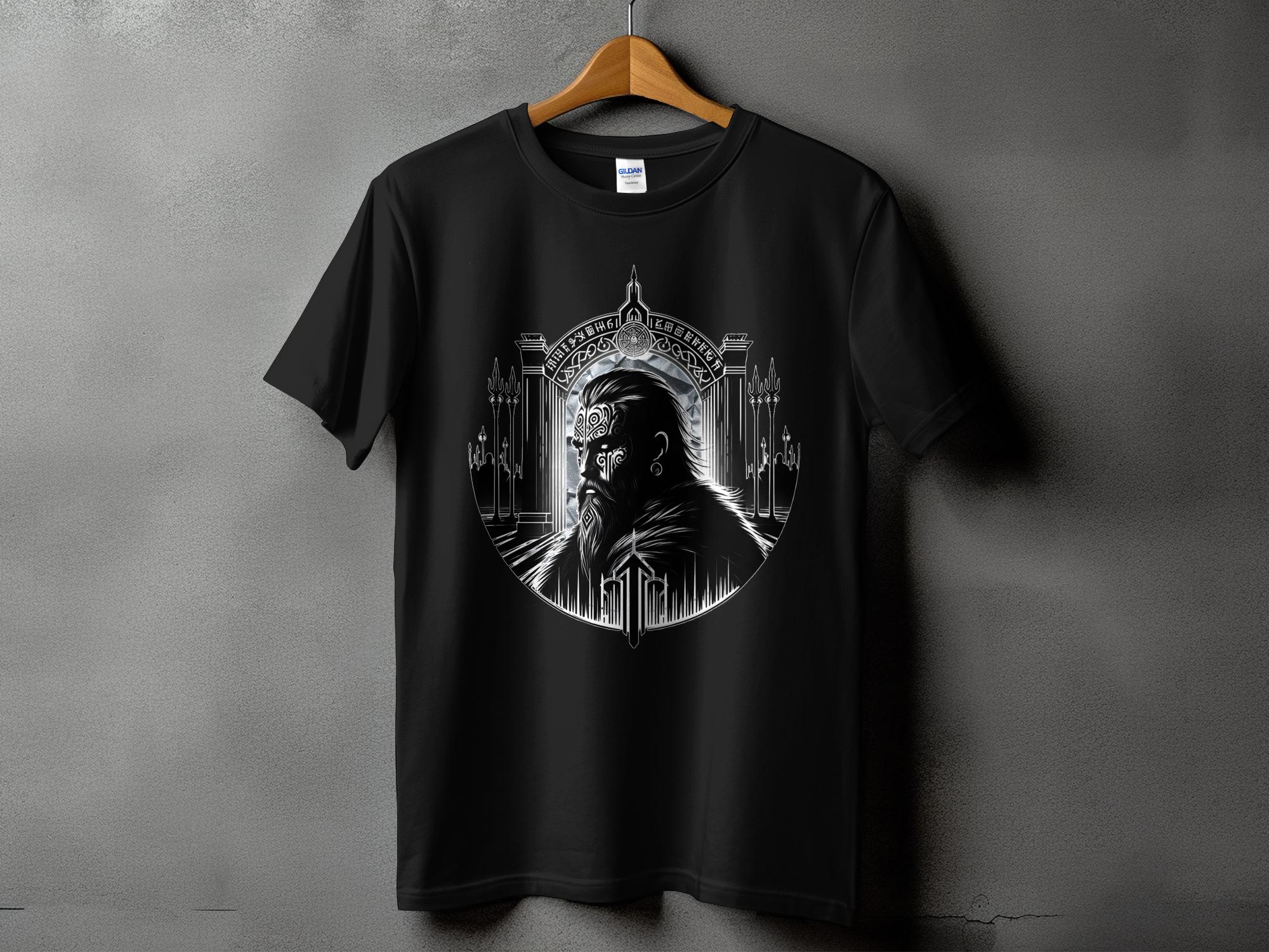 Viking Warrior - Coloured Gildan T Shirt Realistic Norse Talisman Men Women Unisex Valhalla Tee Graphic Design