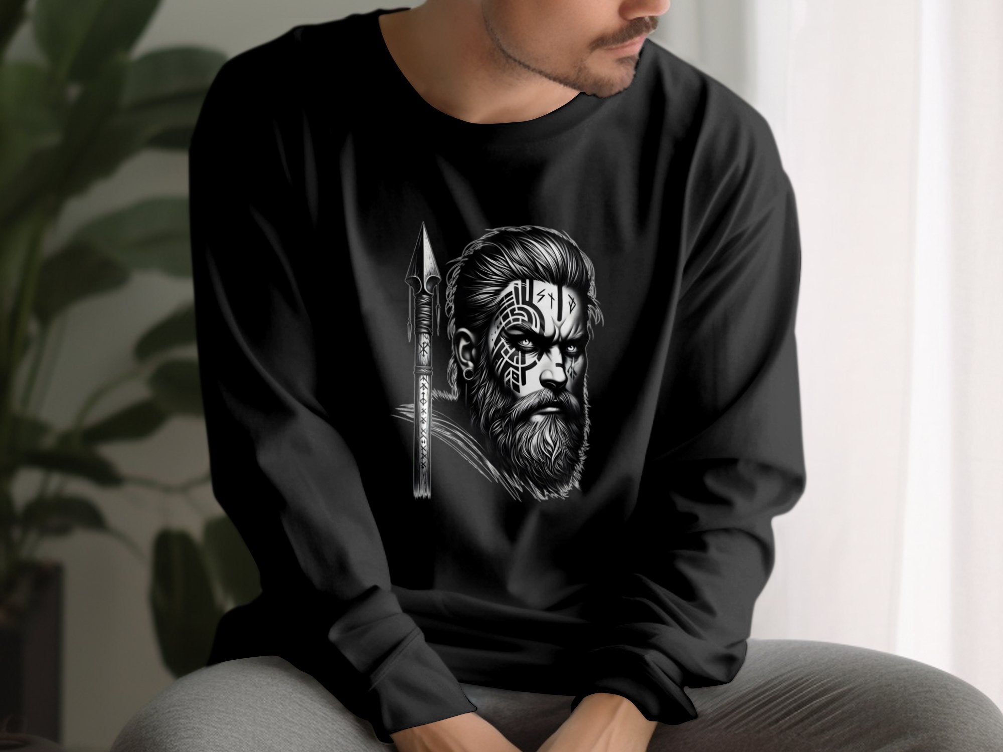 Viking Protector - Coloured Gildan Long Sleeve Realistic Norse Talisman Men Women Unisex Valhalla Tee Graphic Design