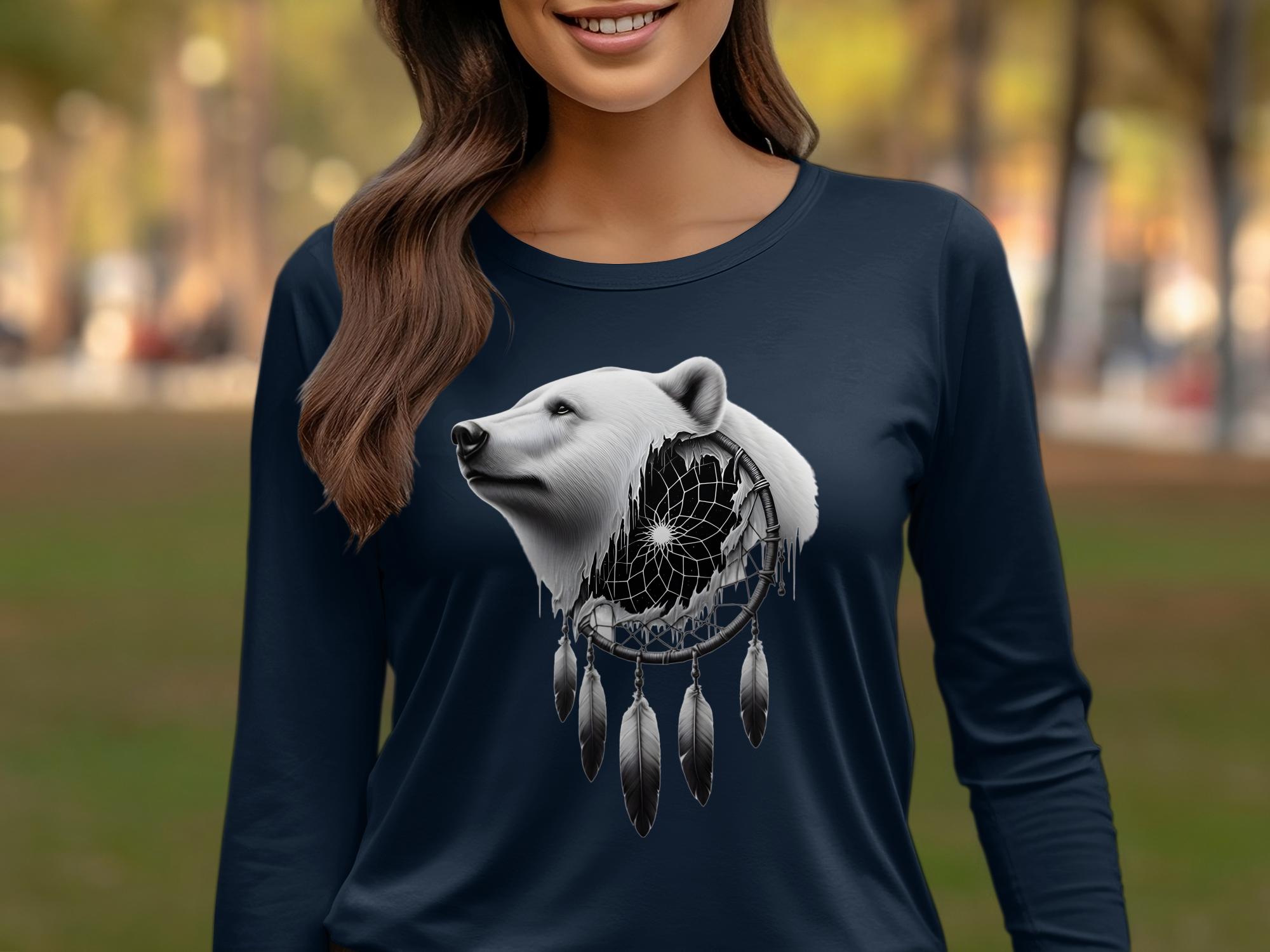 Dreamcatcher Bear - Coloured Gildan Long Sleeve Realistic Native American Talisman Unisex Mythology Tee Graphic Design