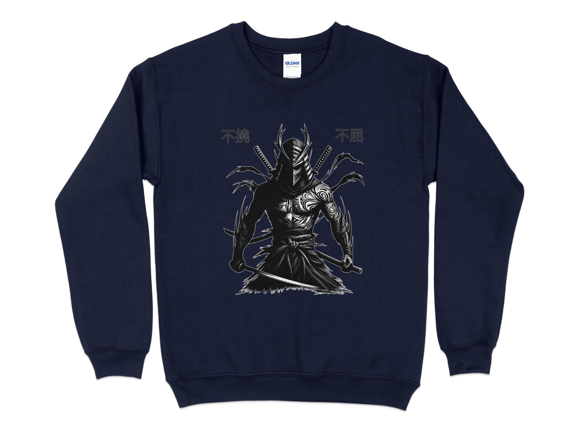 Samurai Ninja - Coloured Gildan Sweatshirt Japanese Talisman Unisex Cultural Symbolic Graphic Design