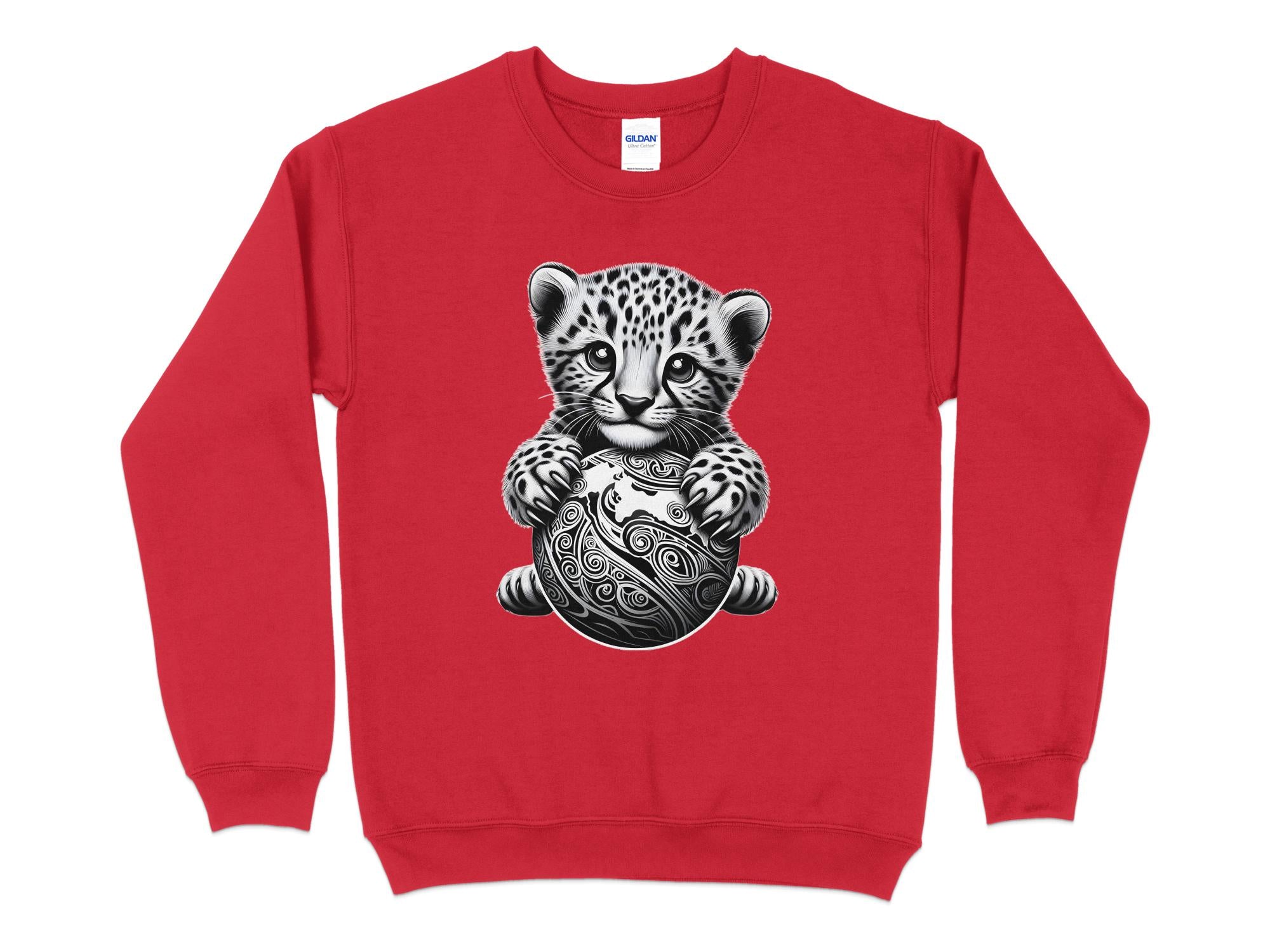 Cheetah World - Coloured Gildan Sweatshirt Realistic Animal Talisman Unisex Cute Tee Graphic Design