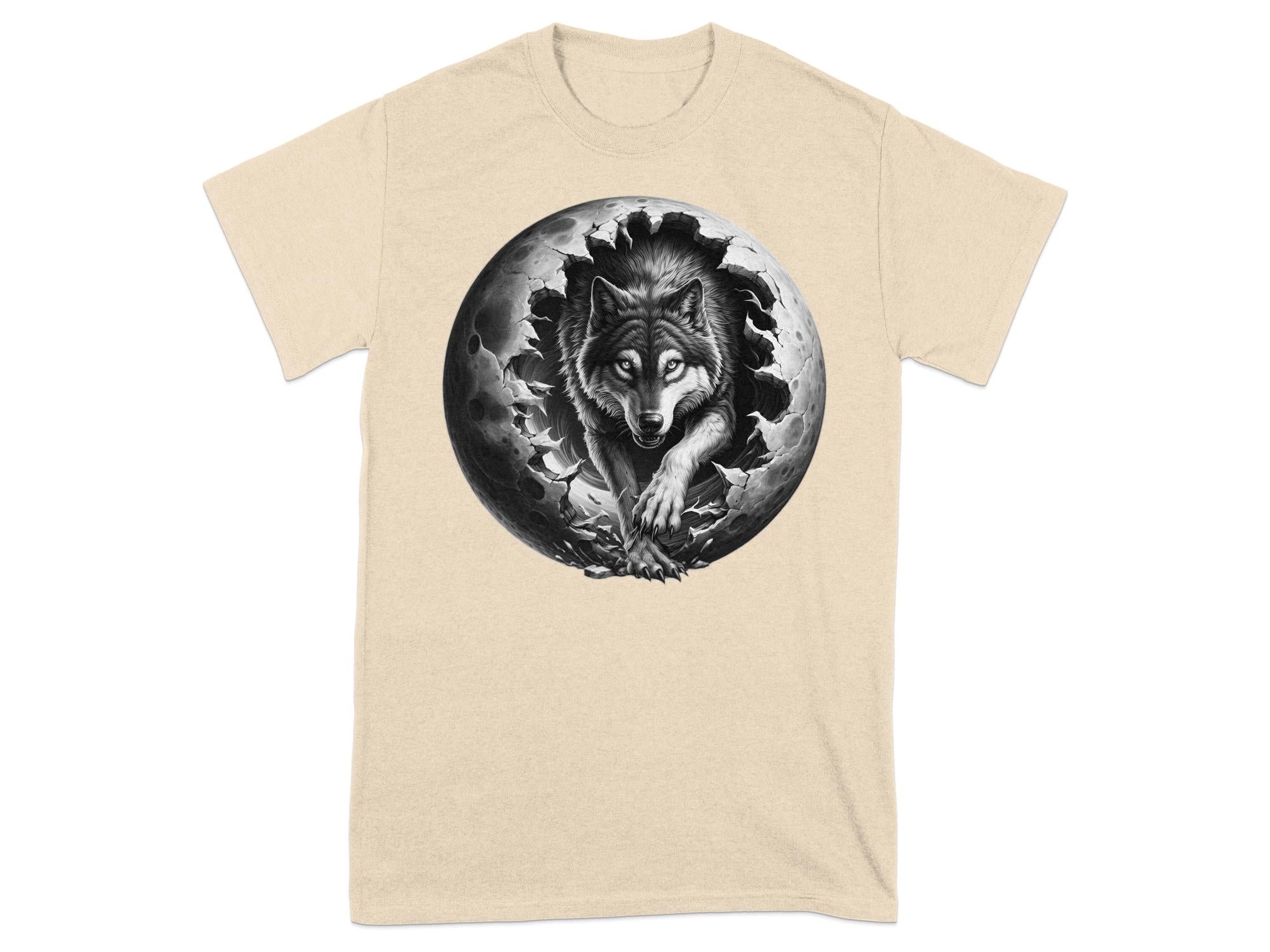 Moon Wolf - Coloured Gildan T-Shirt Realistic Animal Talisman Unisex Mythology Tee Graphic Design