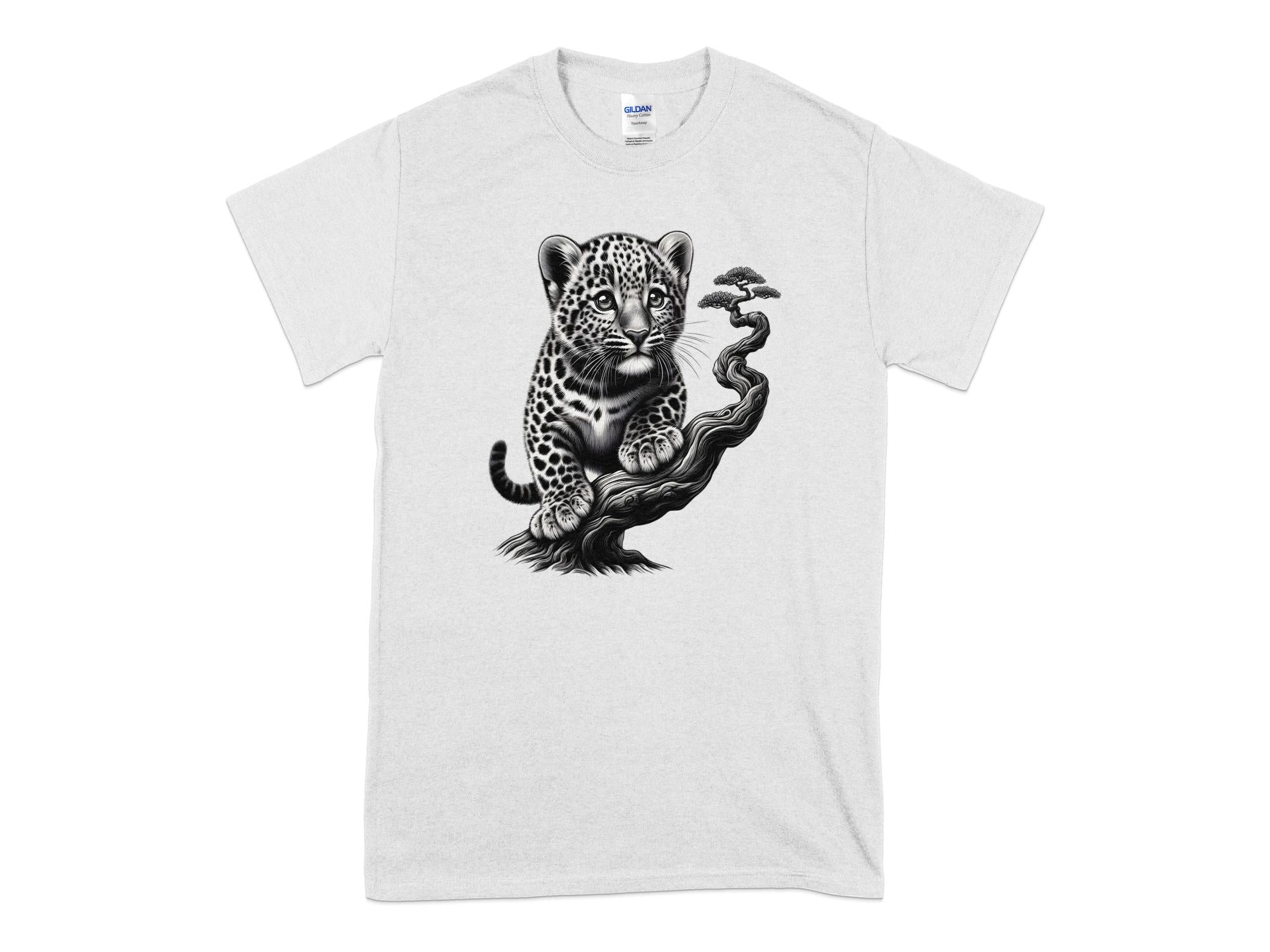 Leopard Bonsai - Coloured Gildan T-Shirt Realistic Animal Talisman Unisex Cute Tee Graphic Design