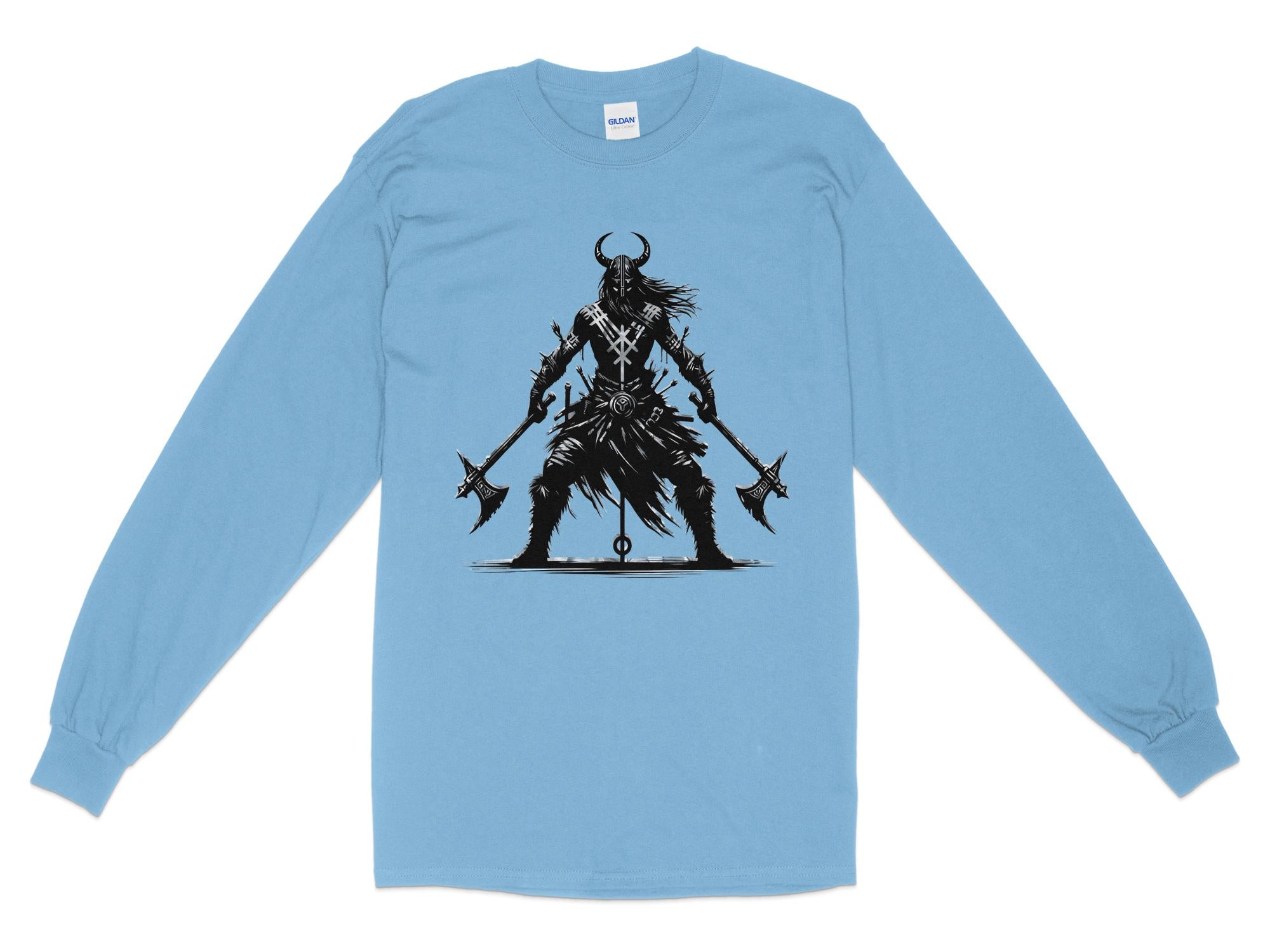 Viking Indomitable - Coloured Gildan Long Sleeve Norse Talisman Men Women Unisex Valhalla Tee