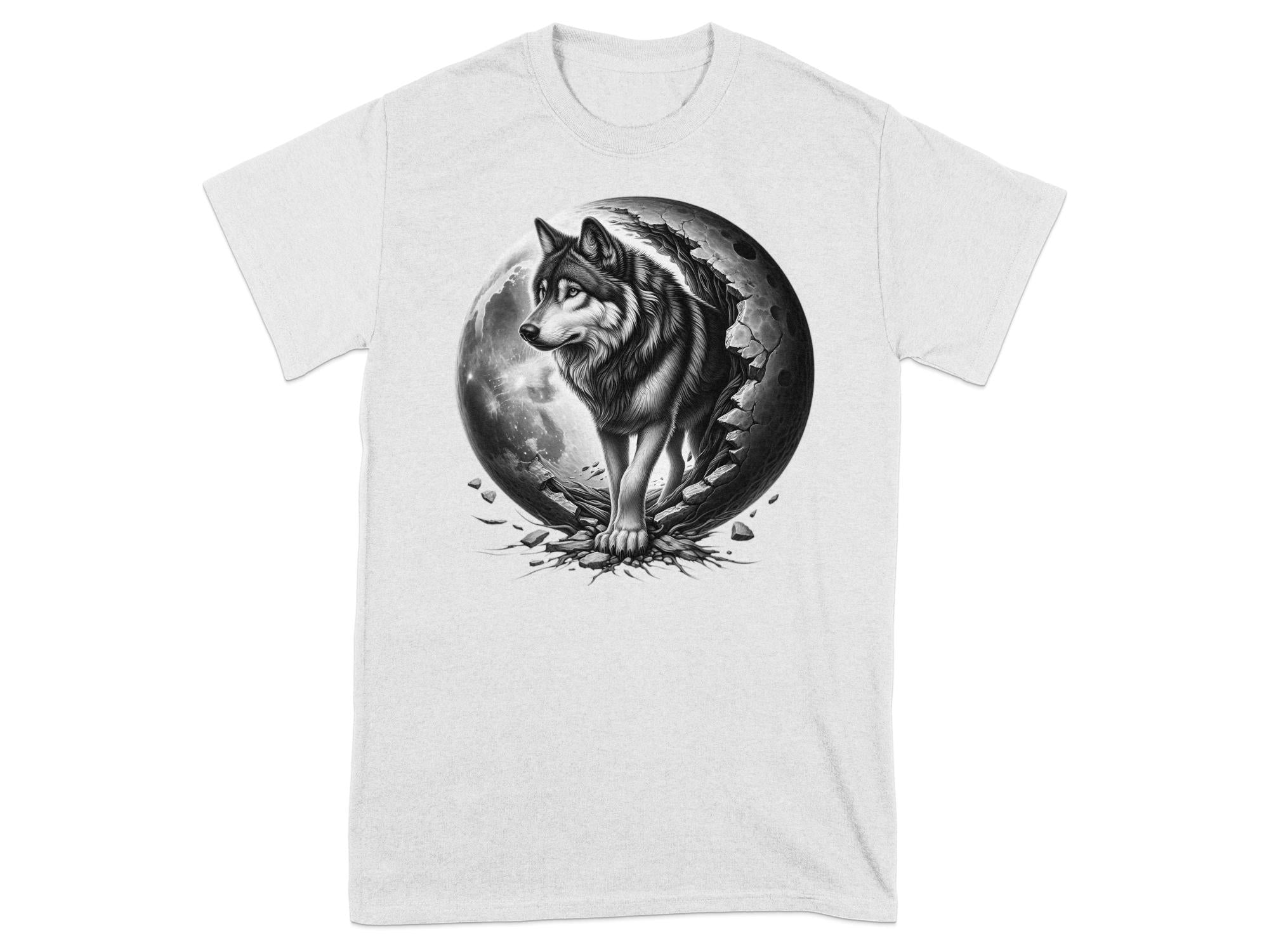 Moon Wolf - Coloured Gildan T-Shirt Realistic Animal Talisman Unisex Mythology Tee Graphic Design