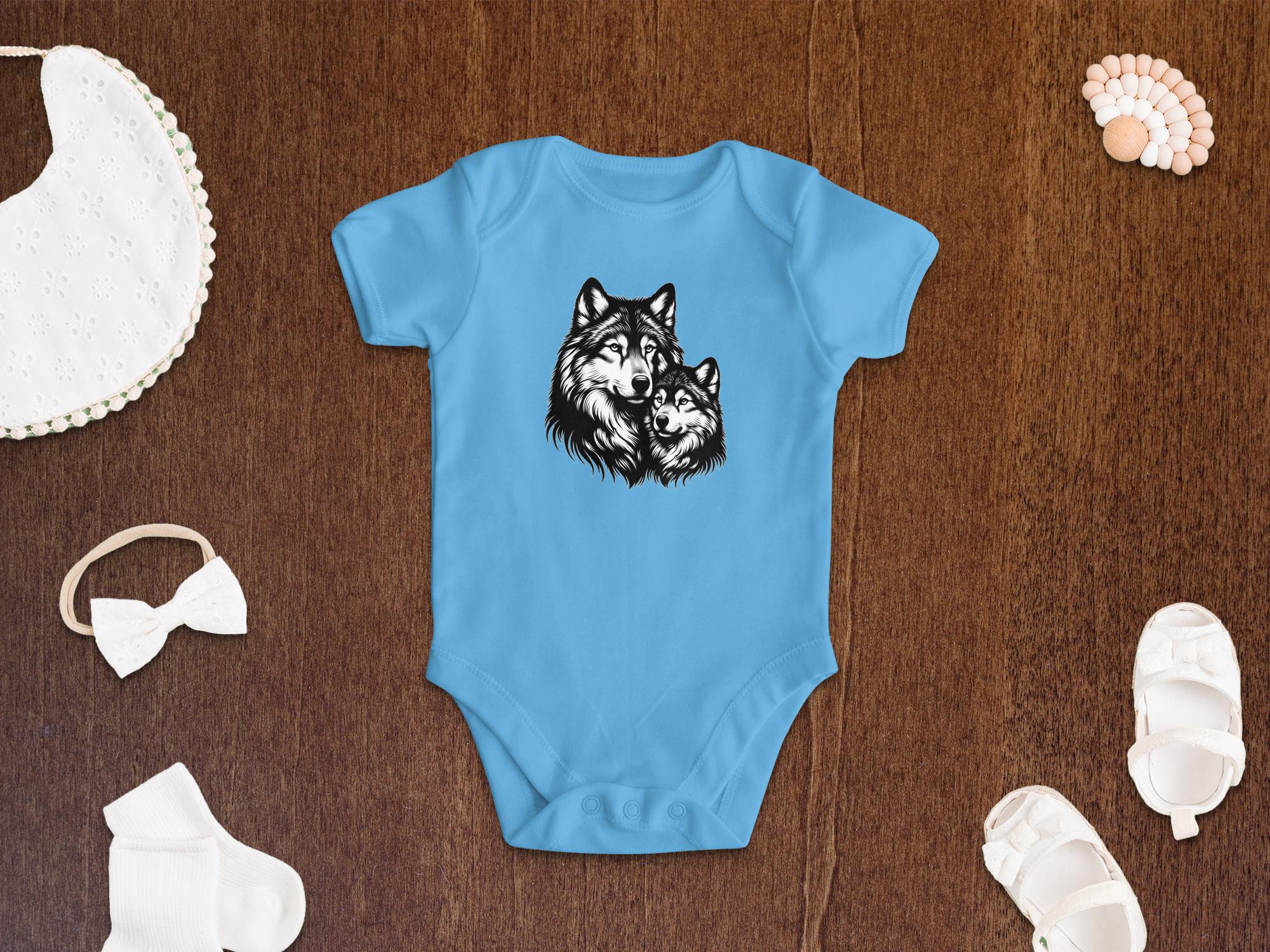 Wolf Mother and Cub - Coloured Toddler Bodysuit Family Talisman Unisex Tee Graphic Design