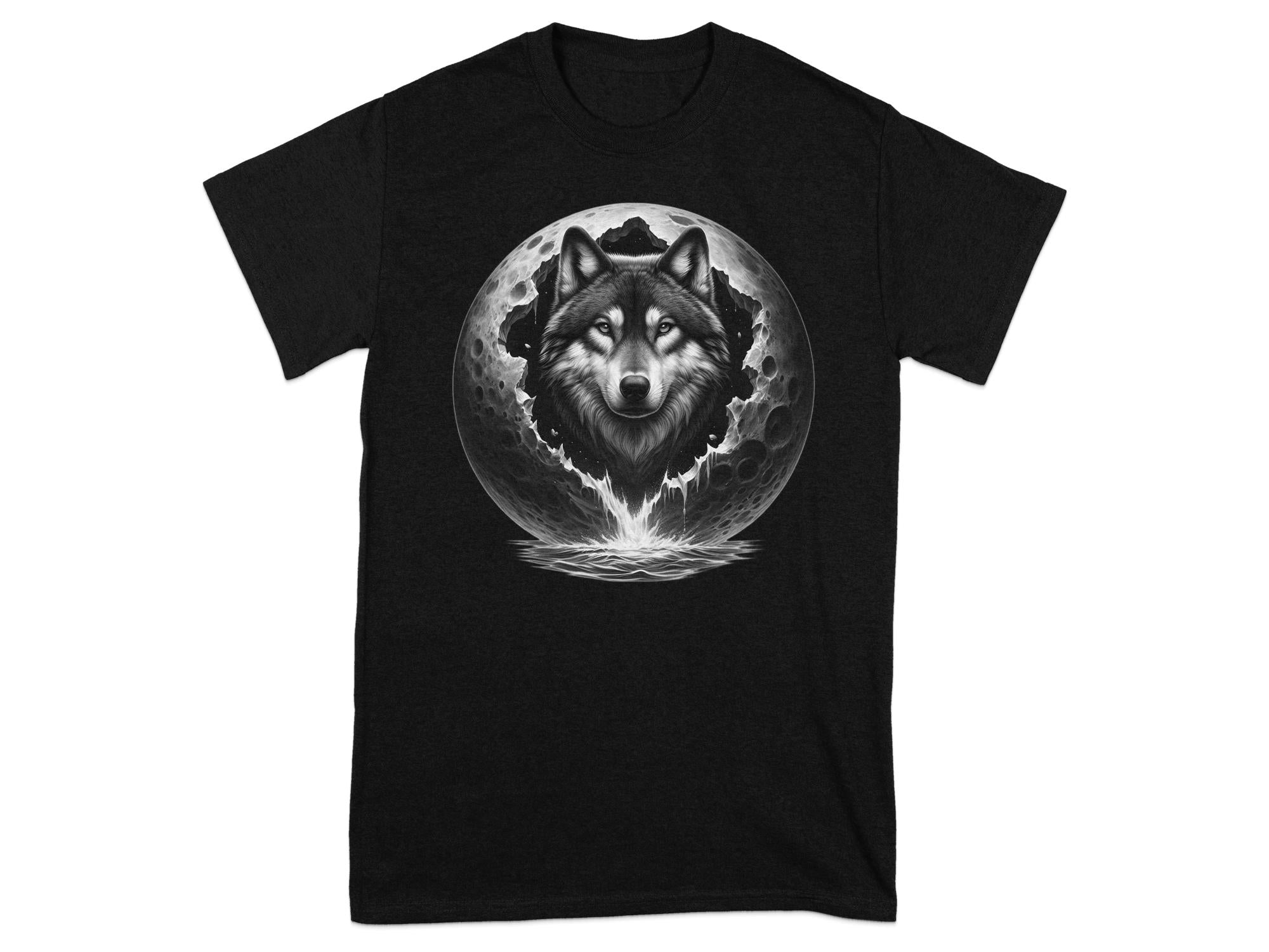 Moon Wolf - Coloured Gildan T-Shirt Realistic Animal Talisman Unisex Mythology Tee Graphic Design