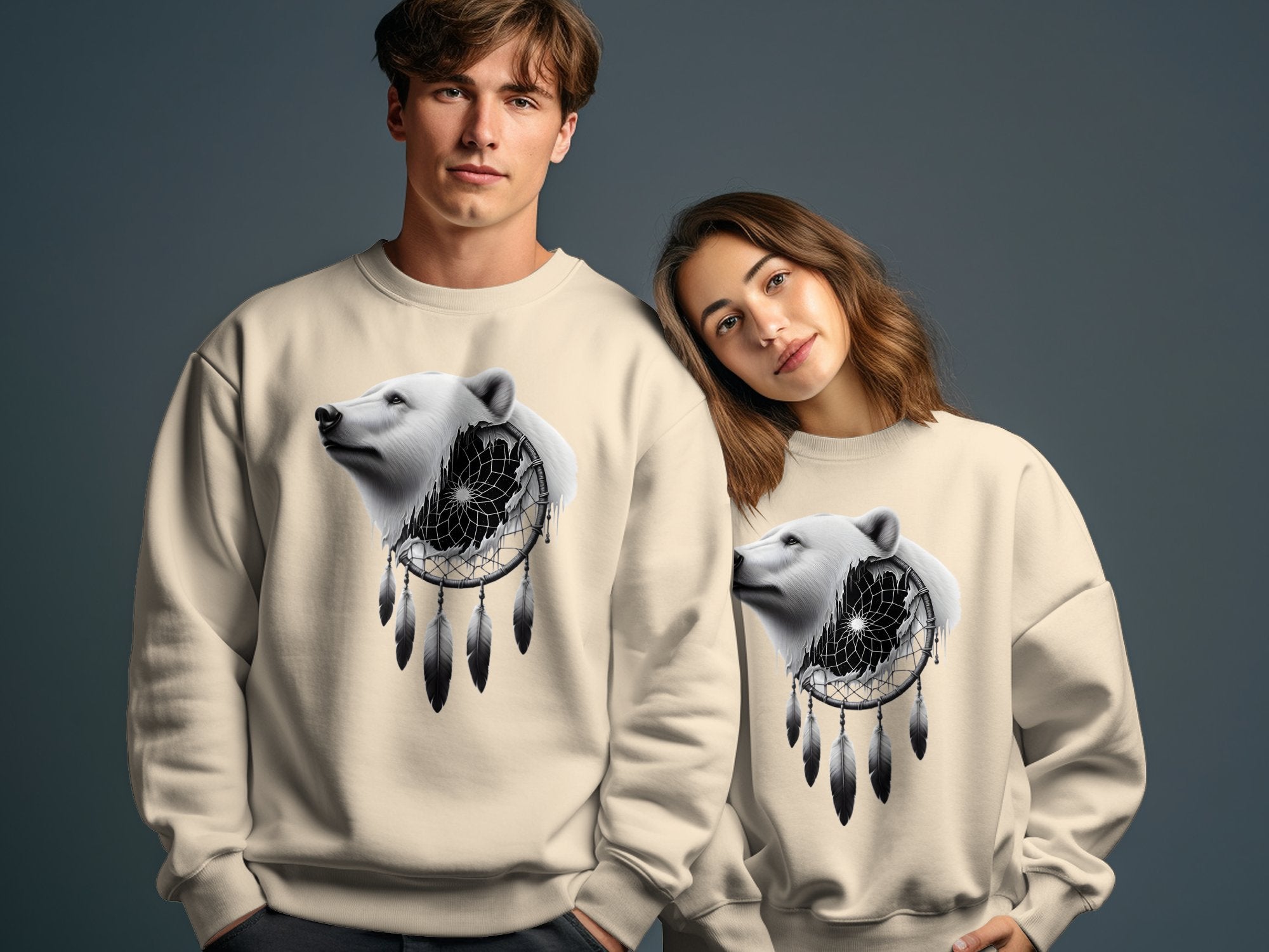 Dreamcatcher Bear - Coloured Gildan Sweatshirt Realistic Native American Talisman Unisex Mythology Tee Graphic Design